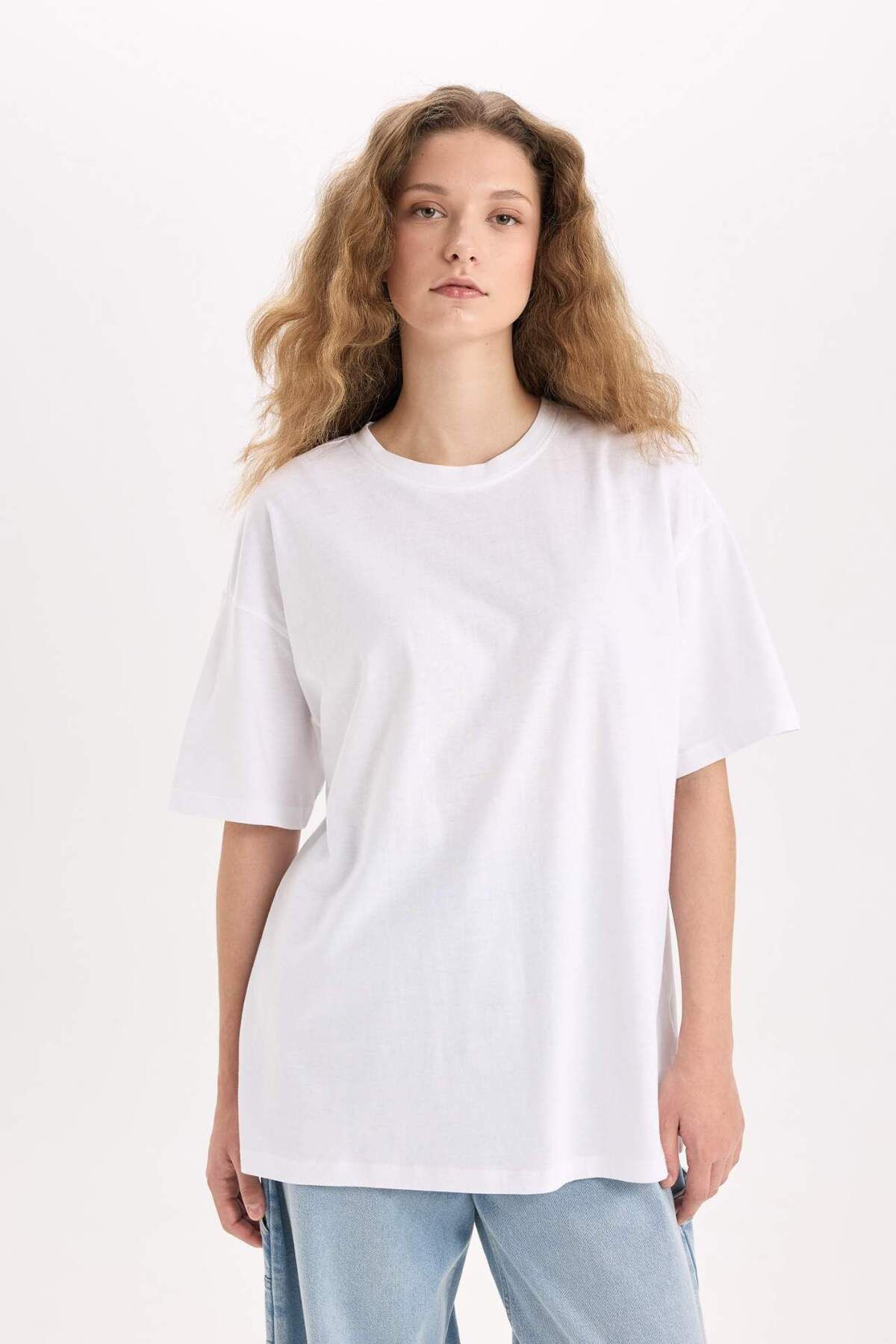 DeFacto-Oversize Fit κοντομάνικο Basic 100% βαμβακερό μπλουζάκι V4136AZ22SP 3