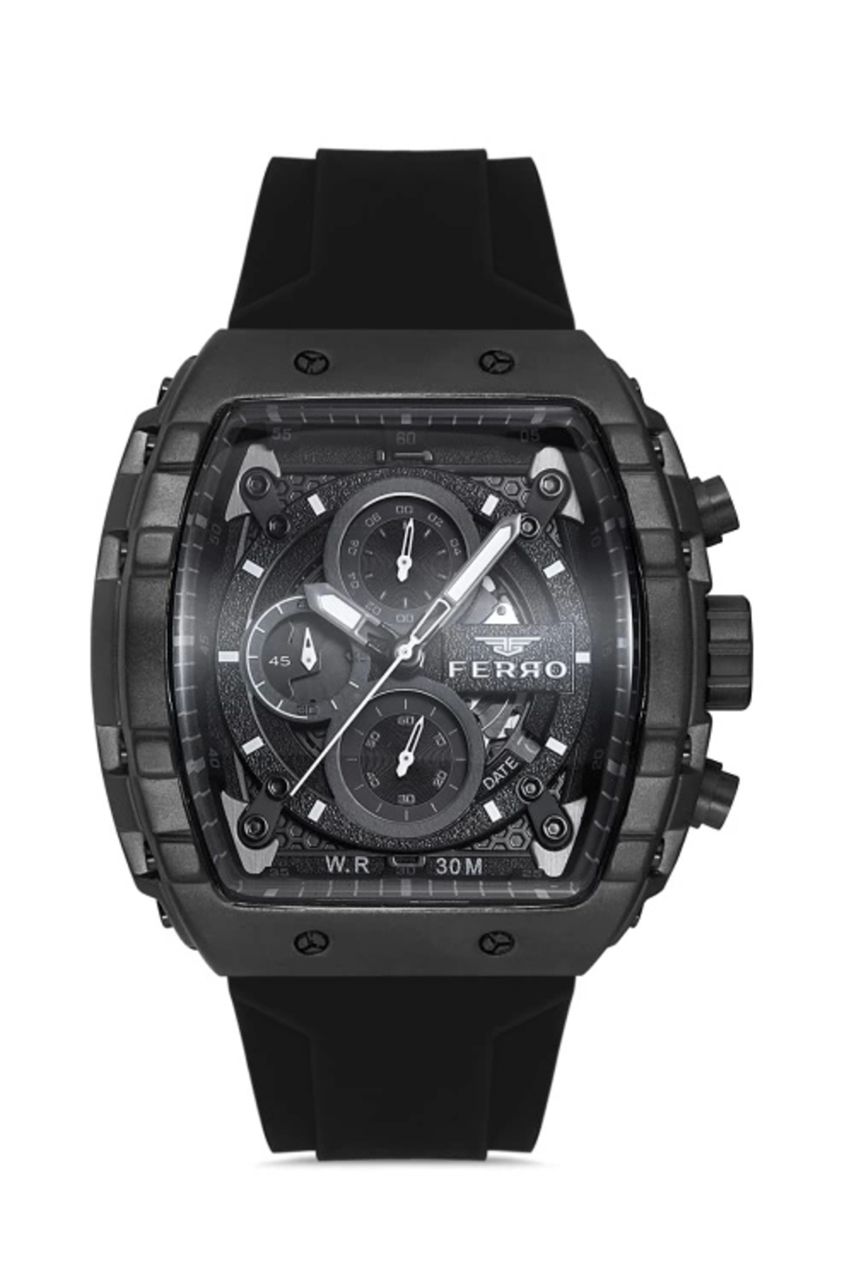 ساعت مچی مردانه بند سیلیکونی مشکی مدل FM11001d-b