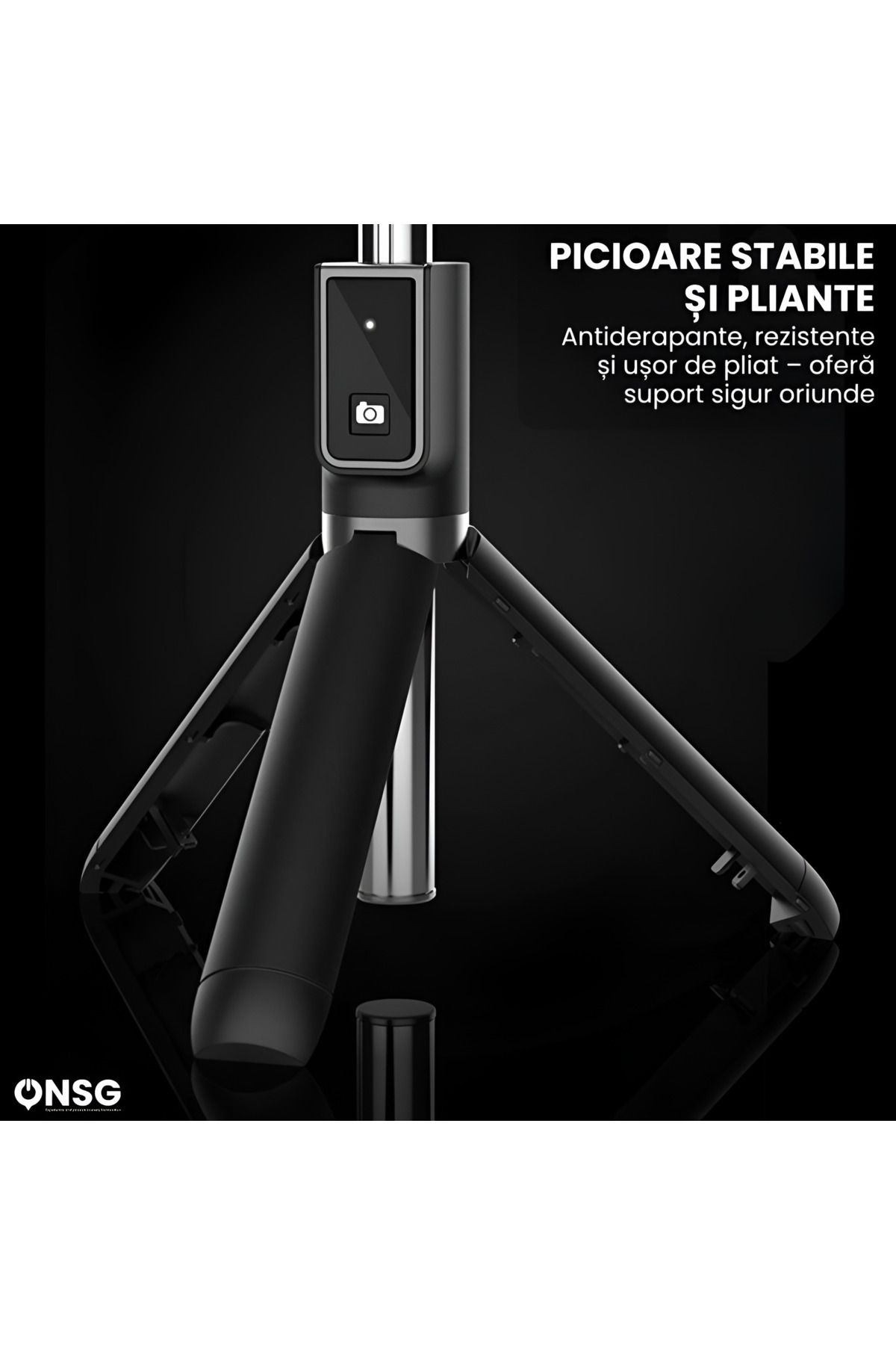 Samsung-Selfie Stick 3-in-1, Bluetooth 5.2, Android Si Iphone, Rotire 360 Grade, Suport Vlogging, Black 5