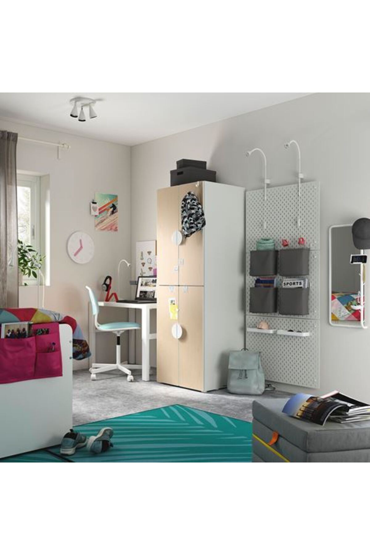 IKEA PLATSA/SMASTAD, çocuk gardırobu, beyaz-huş, 60x57x181 cm fotoğrafı 3 (önizleme)