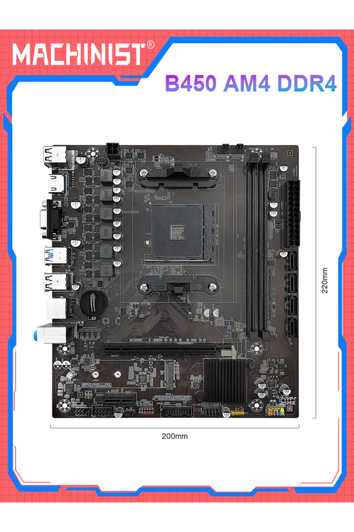 Choice-Motherboards MACHINIST B450 Motherboard AMD Processor DDR4 Memory Dual-channel AM4 Mainboard NVME M. 7