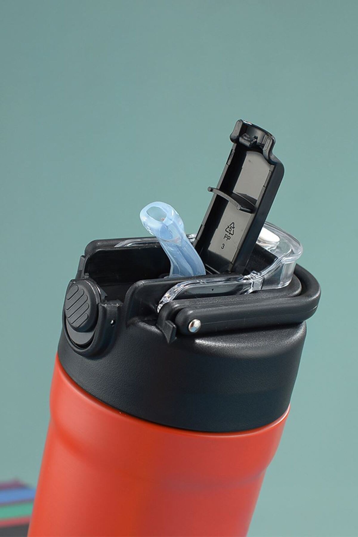 Weather Forecast-304 L Red Steel 500ml Double Drinking Coffee Thermos Water Bottle Flask with Straw Cin482Kr 5