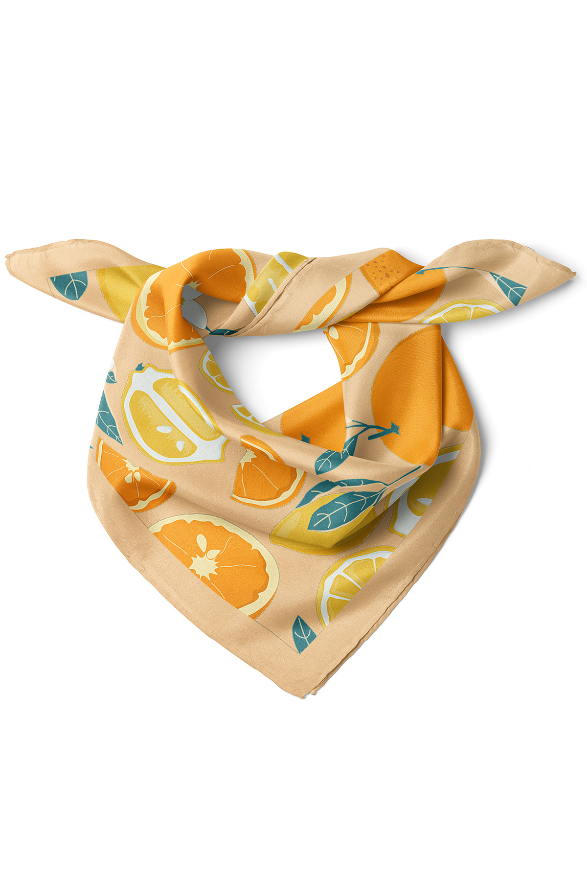 nehir eşarp Portakal & Limon Desen Fular Bandana 50x50 Cm