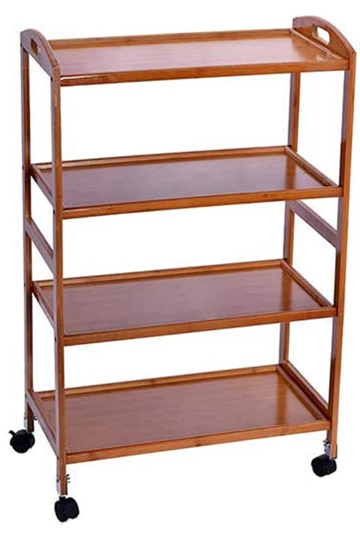 عربة مطبخ متحركة 4 طبقات من الخيزران,منظم تخزين بعجلات للمطبخ والحفلات,تصميم أنيق وخفيف وسهل الحركة