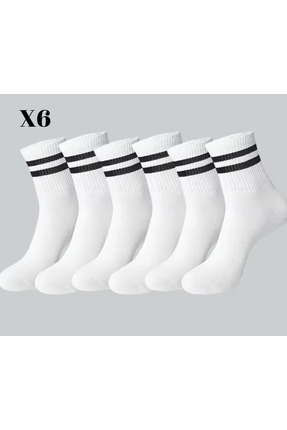 myprem socks Unisex Pamuklu Yarım Konç Çemberli Beyaz Tenis Çorap Çemberli 6 ...