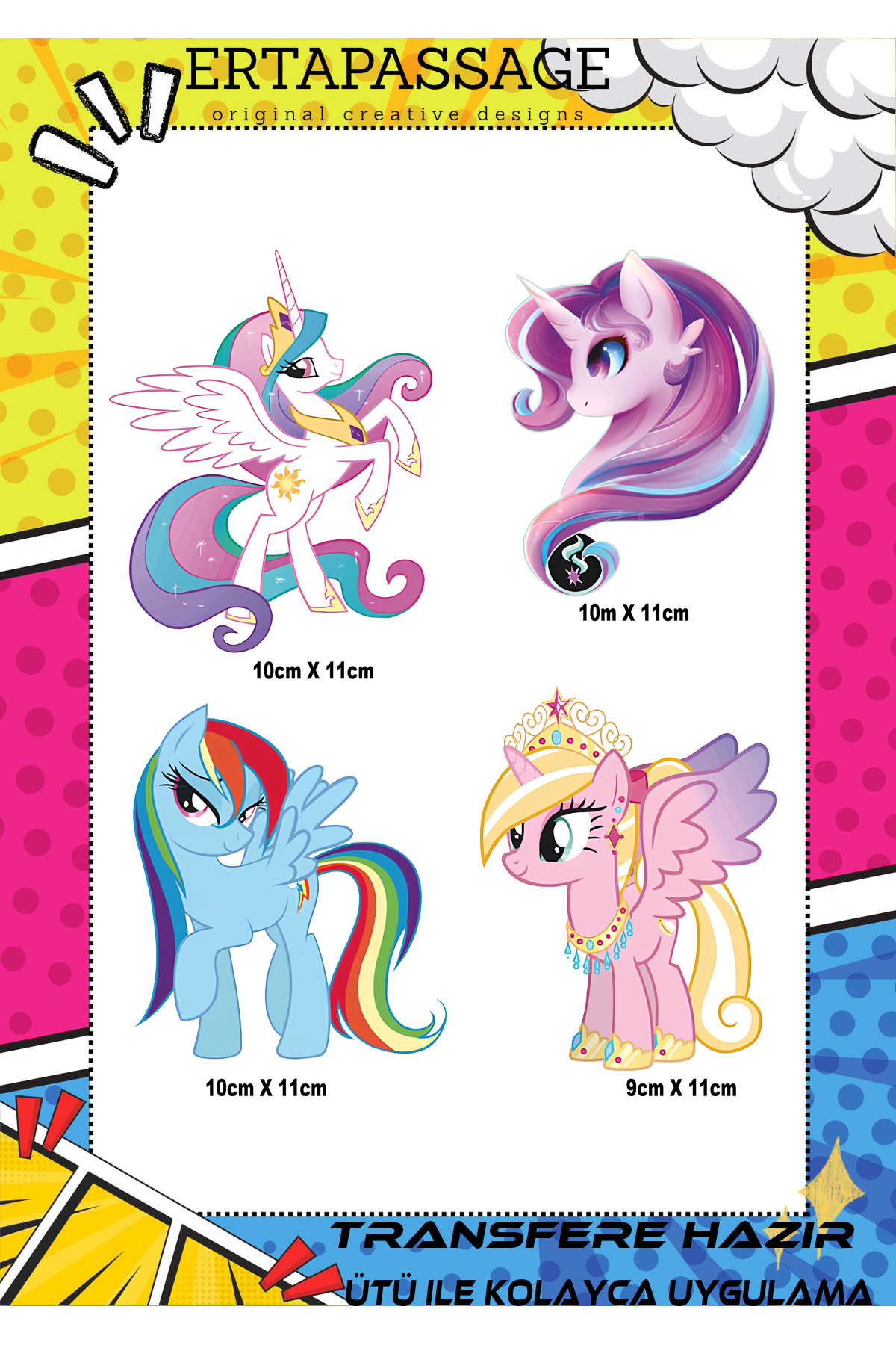 ErTaPassage My Little Pony DTF Ütüyle Yapışan Transfer Baskı