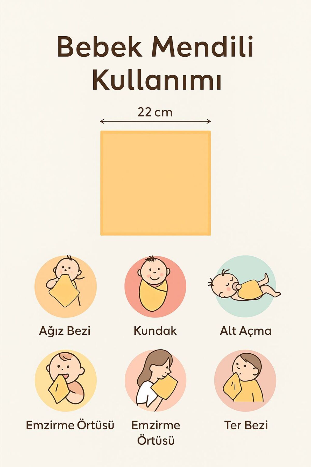 Sevza Kids %100 Pamuk 7'li Müslin Bebek Ağız Mendili Pure Collectıon Bej Set fotoğrafı 3 (önizleme)