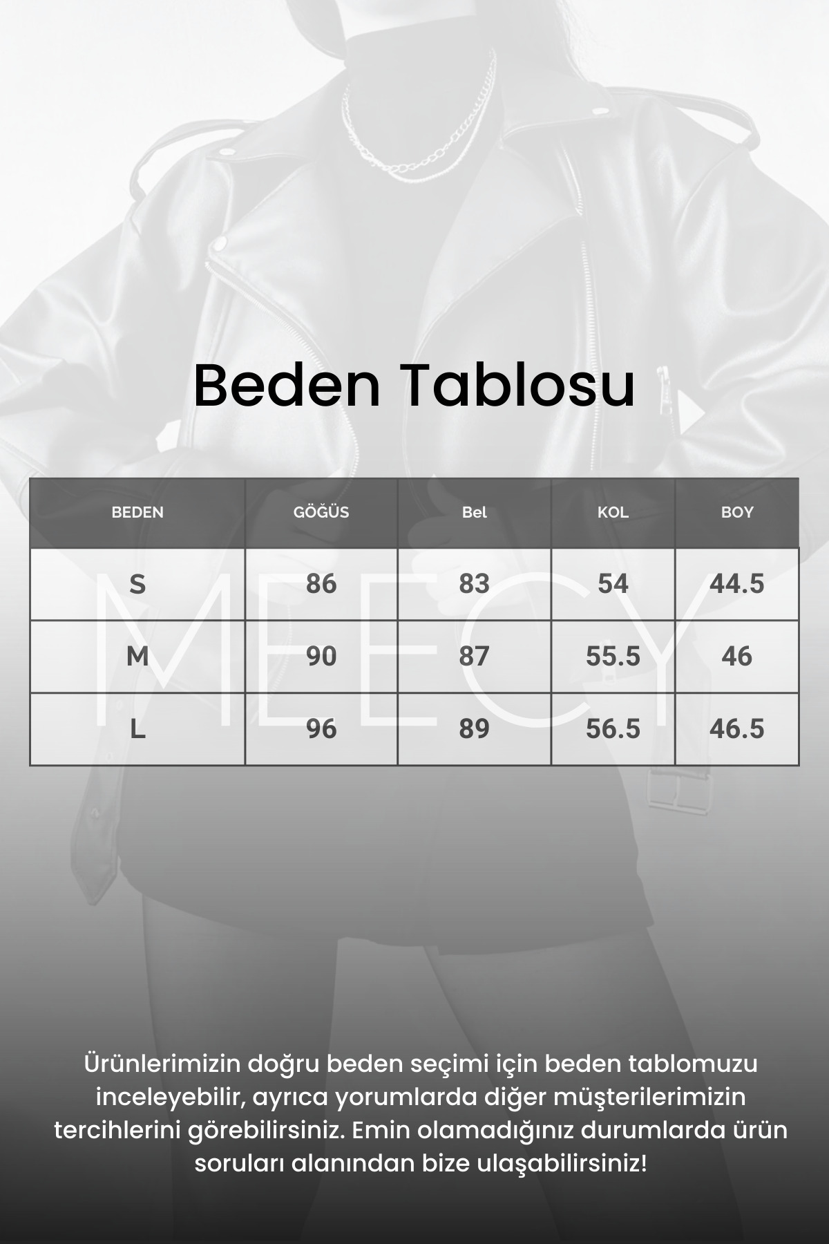 MEECY-Černá oversize kožená bunda s páskem 3