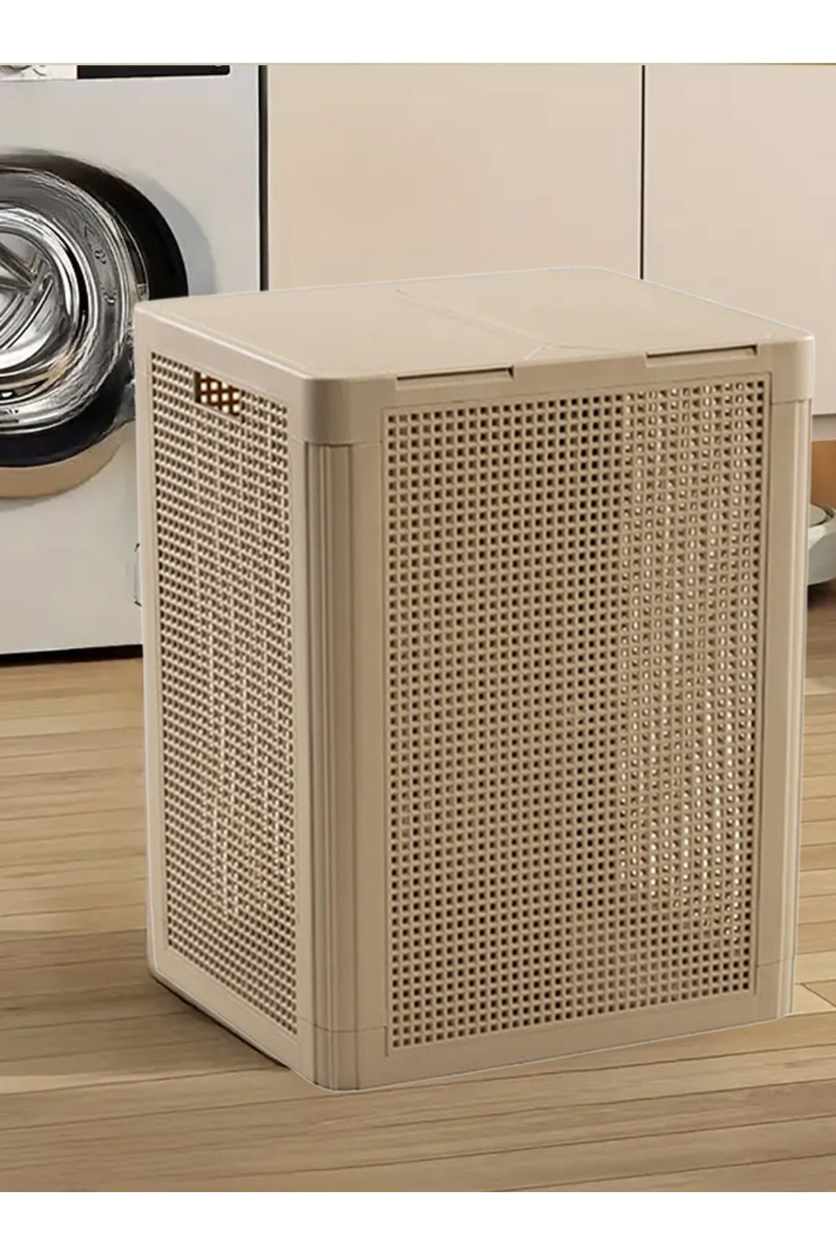 EFFE HOME Çift Gözlü Kapaklı Çamaşır Sepeti Kirli Sepeti