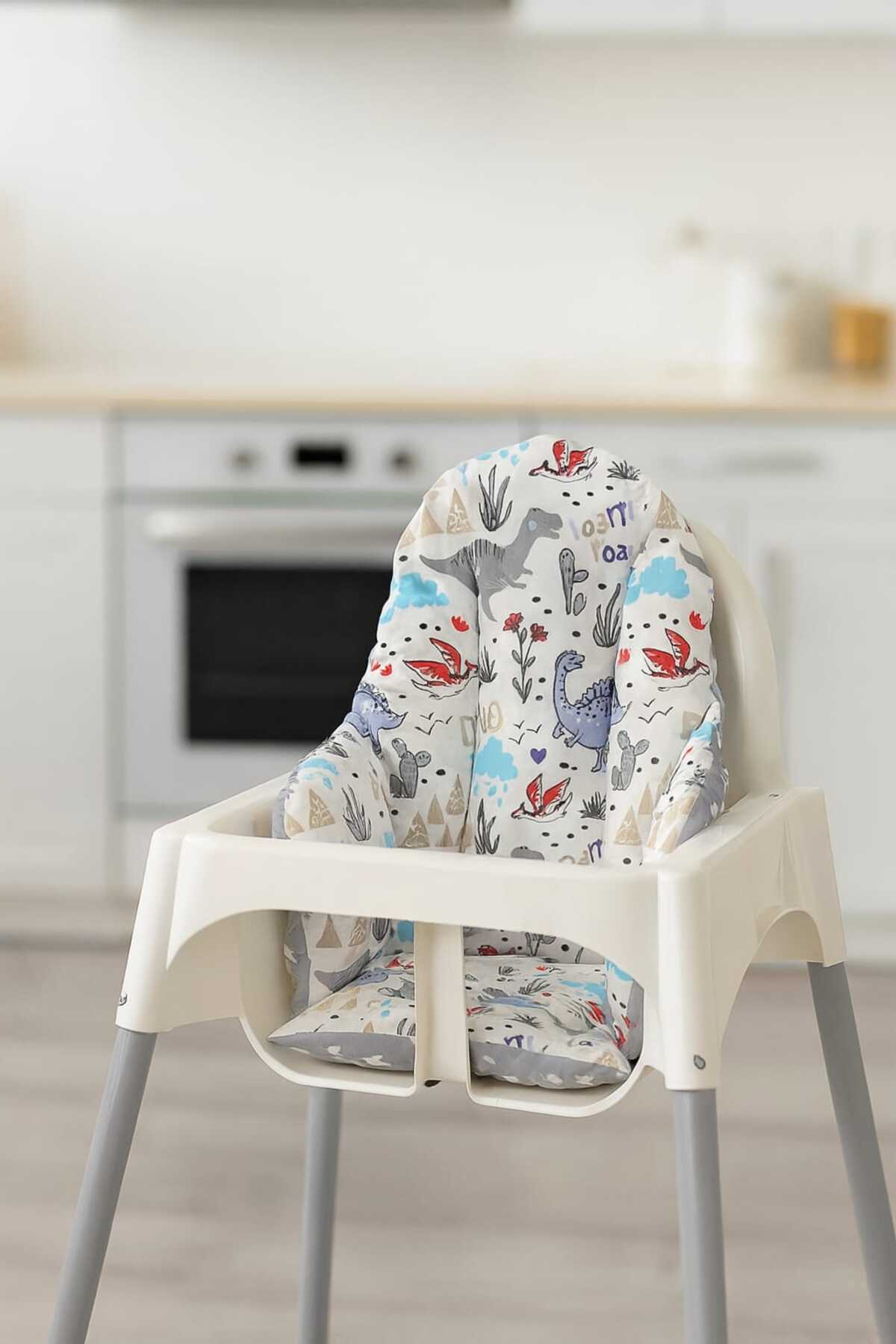 Cotton Baby Children's Feeding Chair Cushion Dino Gray Star