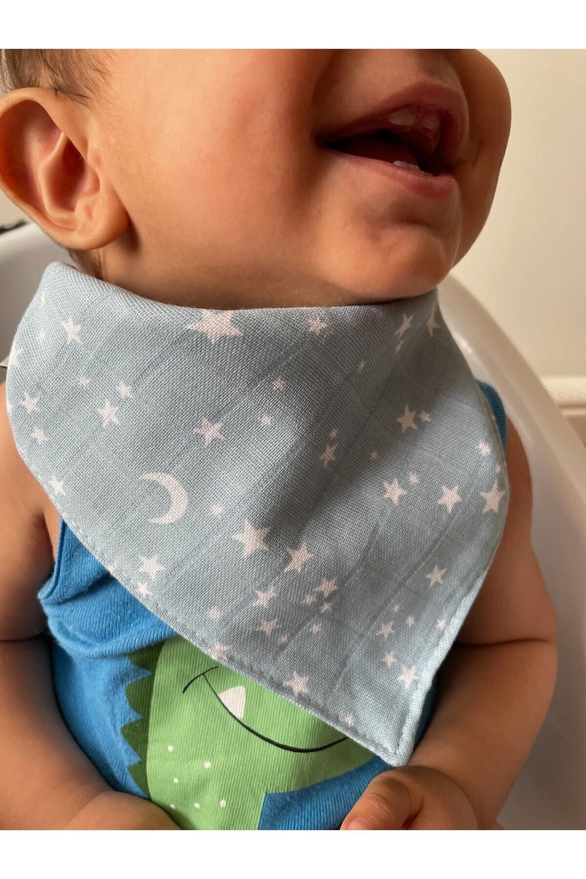 runbaby (4 ADET) Müslin Kumaş Çıtçıtlı Bebek Salya Önlük & Fular fotoğrafı 4 (önizleme)