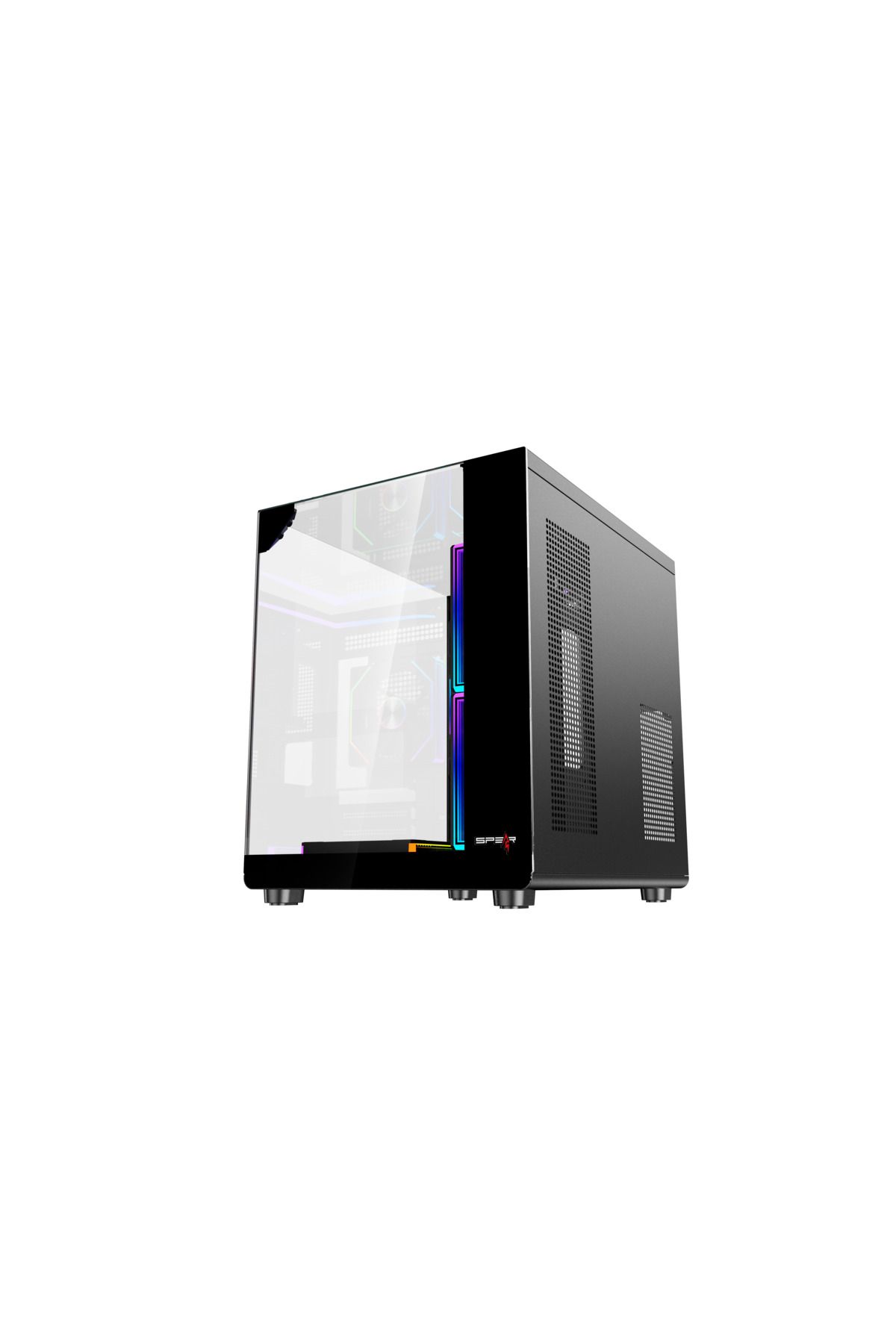 SPEARPC-حافظة SPEAR COVID 55 ECOS، مقاس M-ATX/ITX، 5 مراوح ARGB، موزع وجهاز تحكم عن بعد، USB 3.0، تبريد سائل 240 مم 5