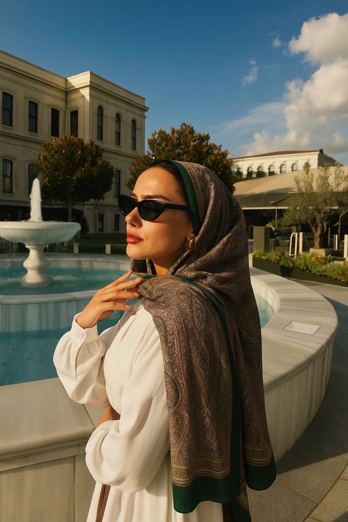 Shawl Passion-Retro Pattern Poly Green Shawl 1