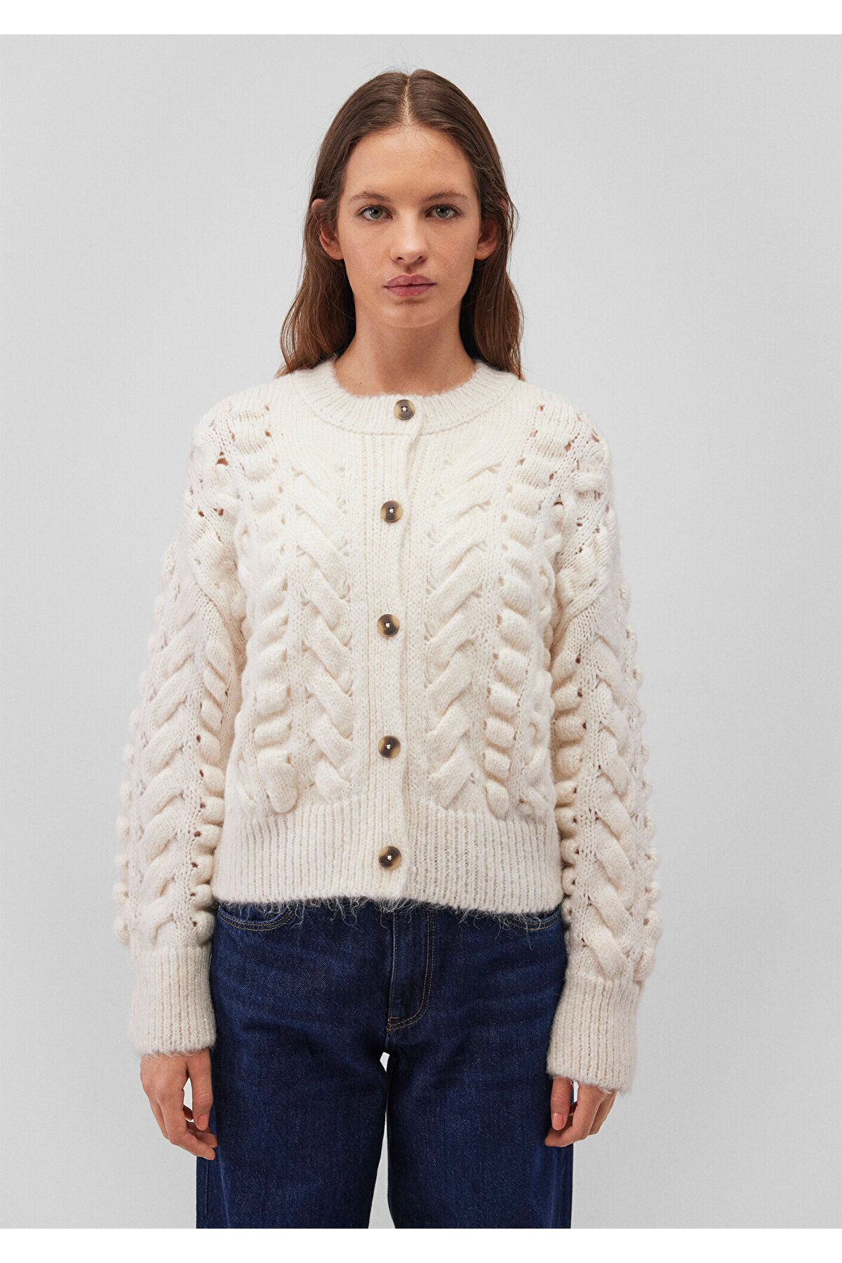 Mavi-Buttoned Ecru Cardigan Regular Fit / Regular Fit 1710589 -80194 6