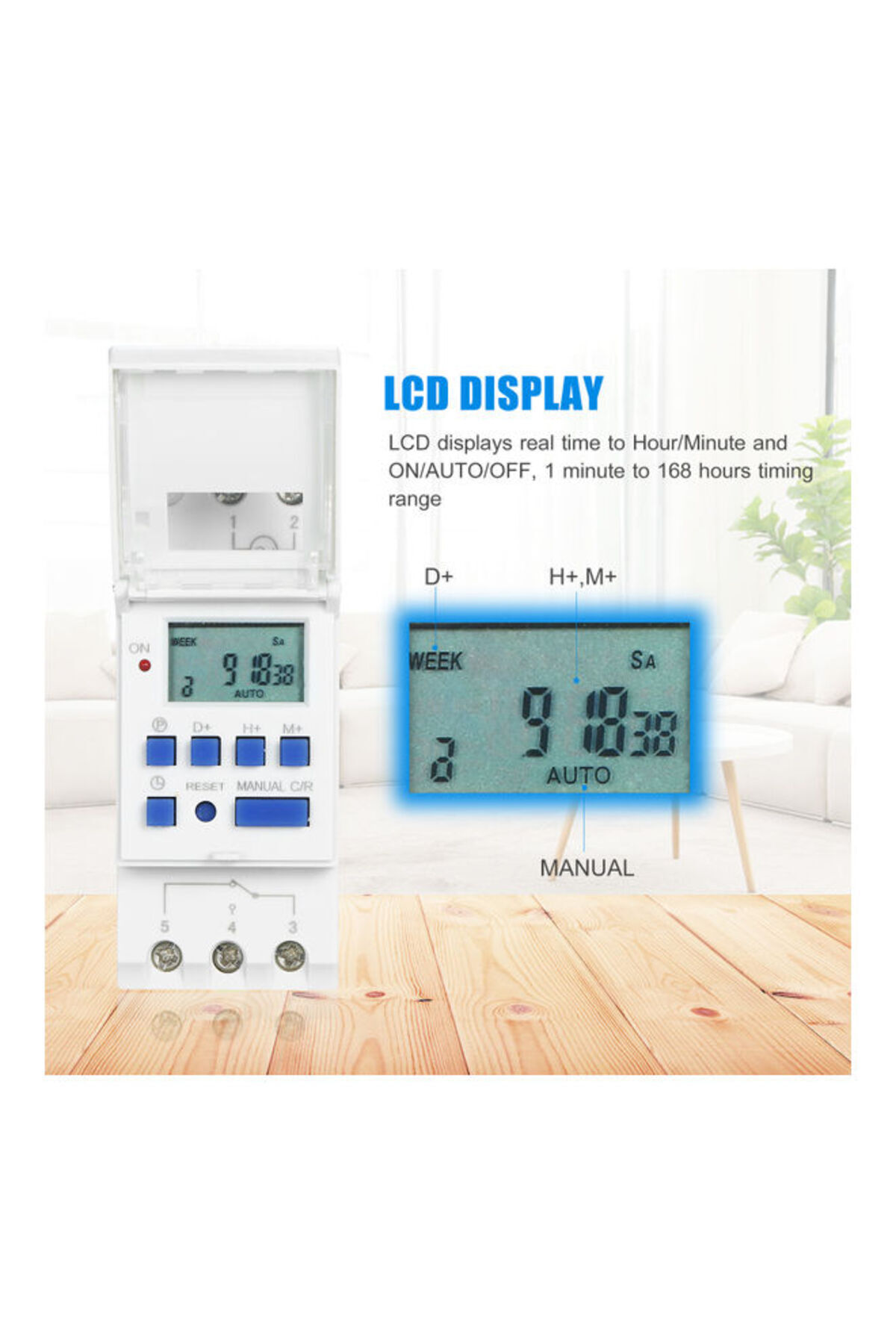 Generic-THC15A Programmable Time Switch Relay Control Digital Timer White/Blue 4