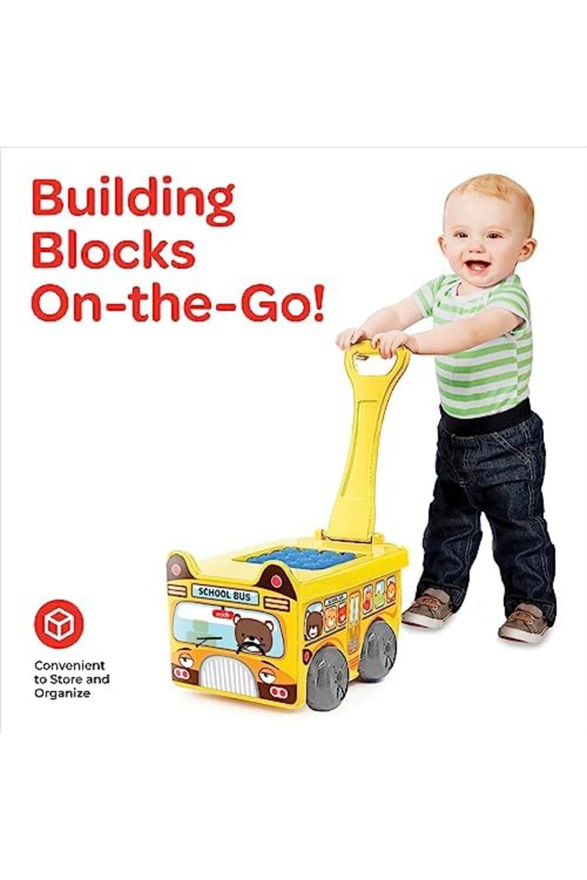 بلاکهای واگن کوچک اسباببازی برای کودکان – اتوبوس مدرسه (۳۰ عددی)