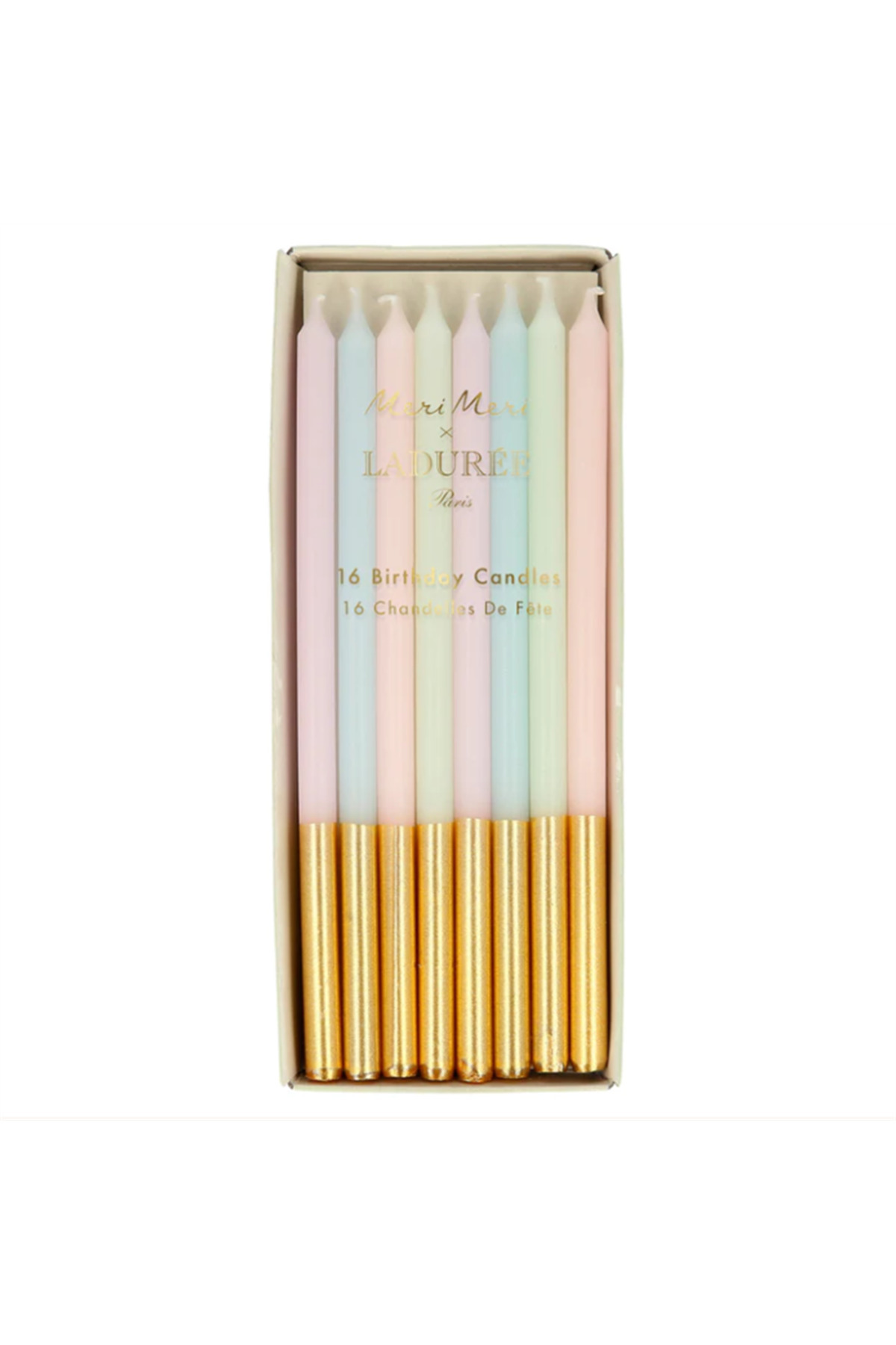 Meri Meri - Ladurée Paris Gold Leaf Candles - Laduree Paris Altın Detaylı Mumlar (16'lı)