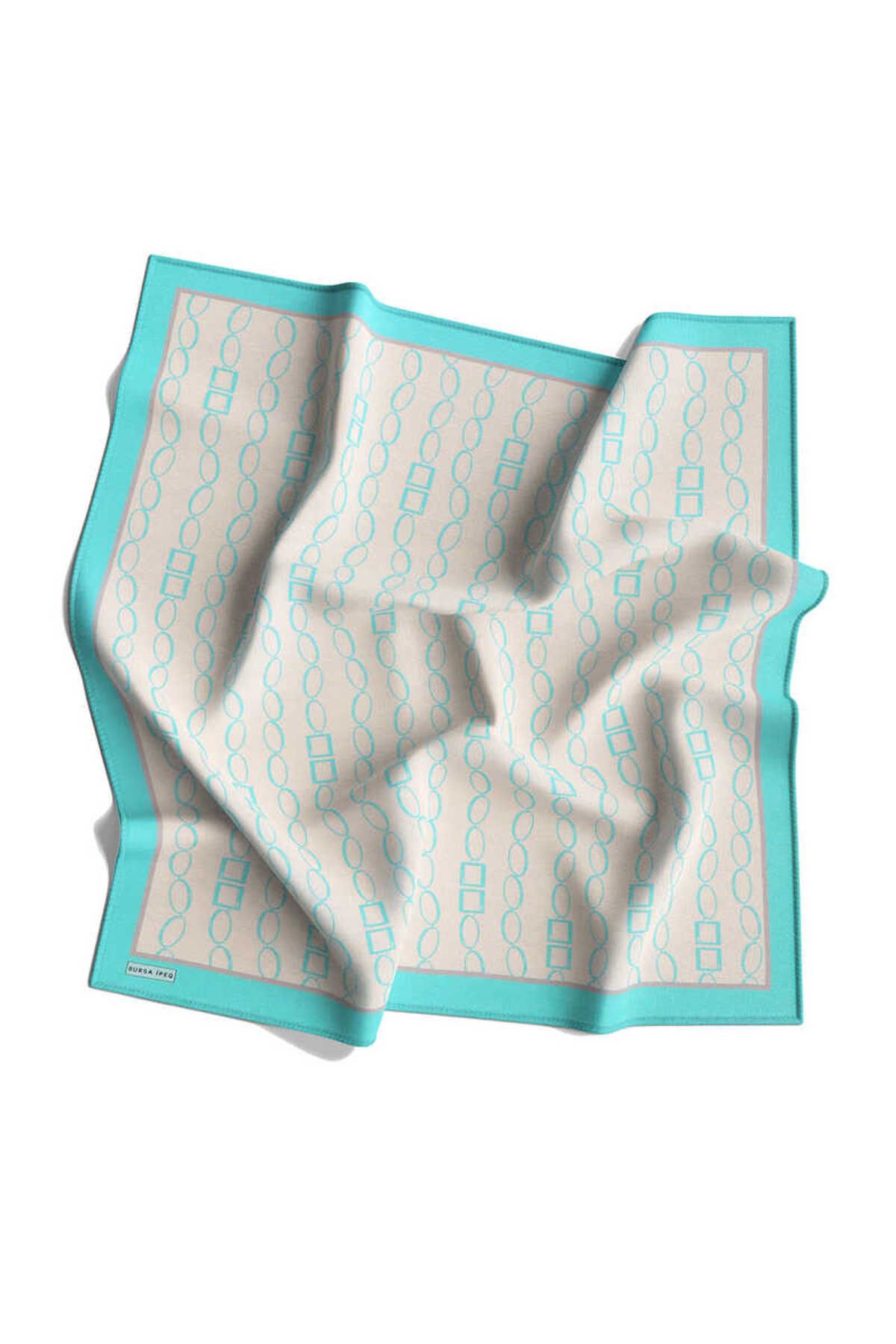 Bursa İpek-Mint Chain Pattern Twill Silk Scarf 4