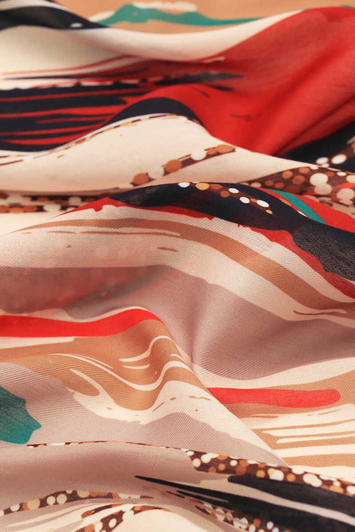 Bursa İpek-Claret Red Brush Pattern Soft Scarf 3
