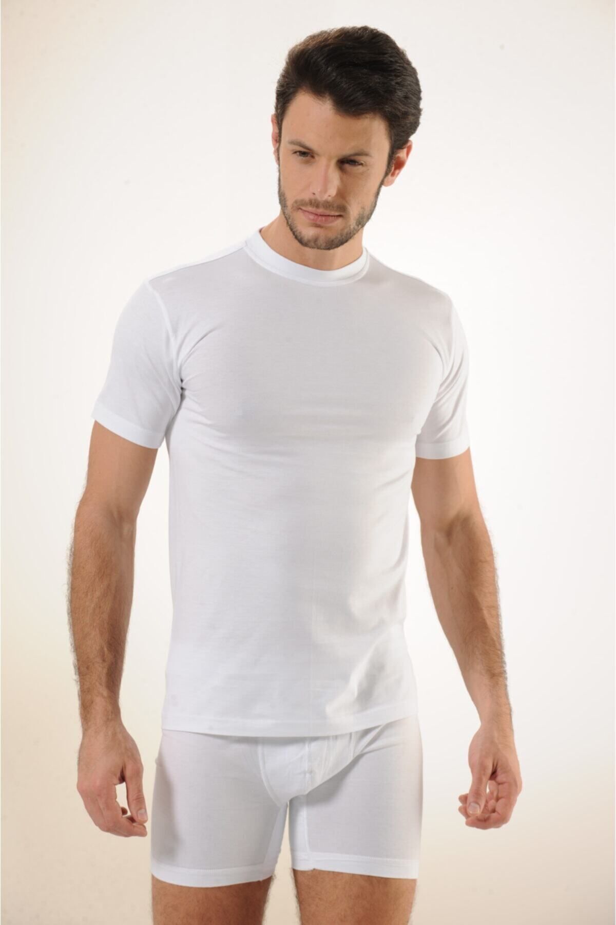 Hmd-602 100% Cotton Single Jersey Closed Collar Men's Undershirt - White 2