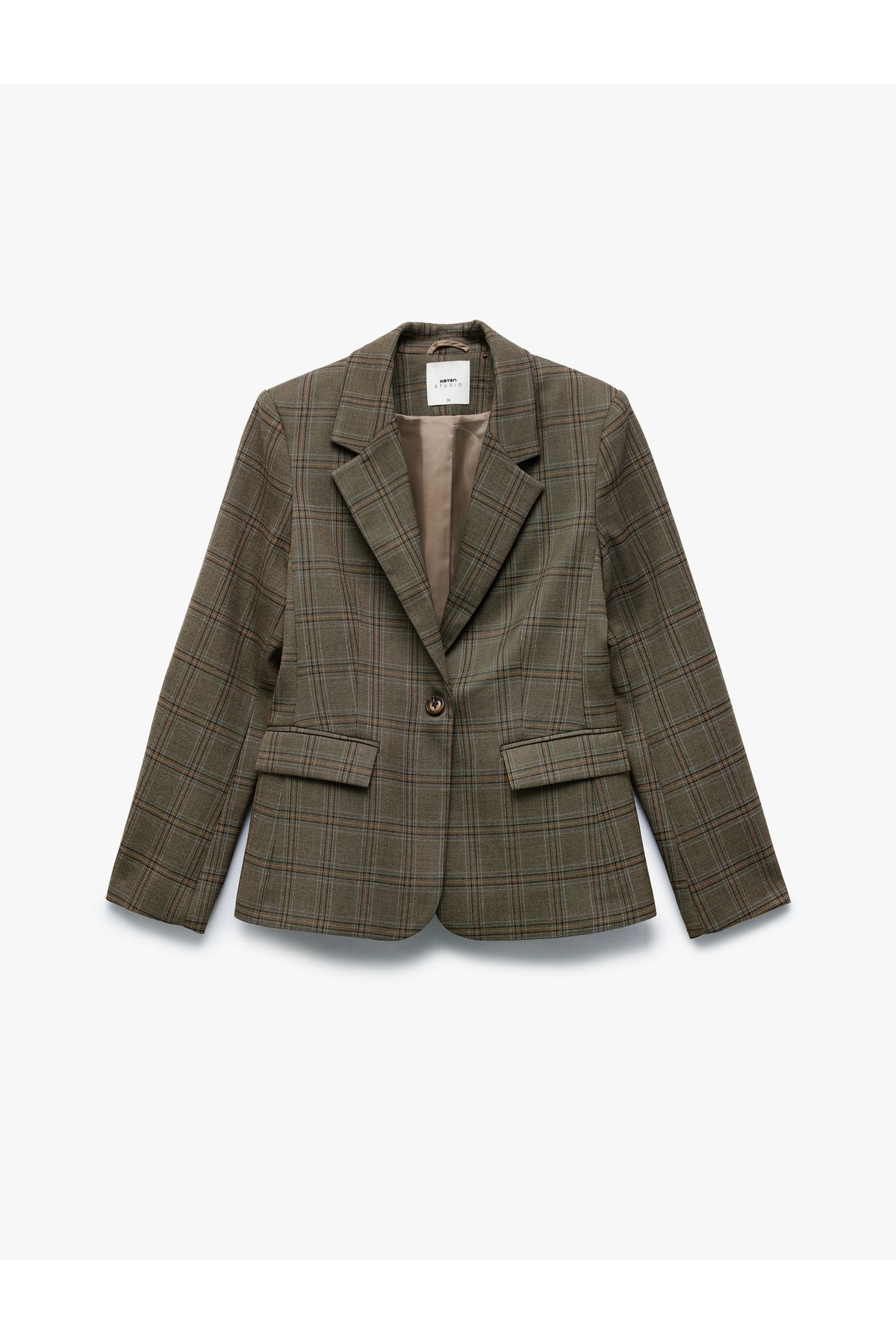 Koton-Double Breasted Blazer Jacket - Pockets and Buttons, Hip Length 3