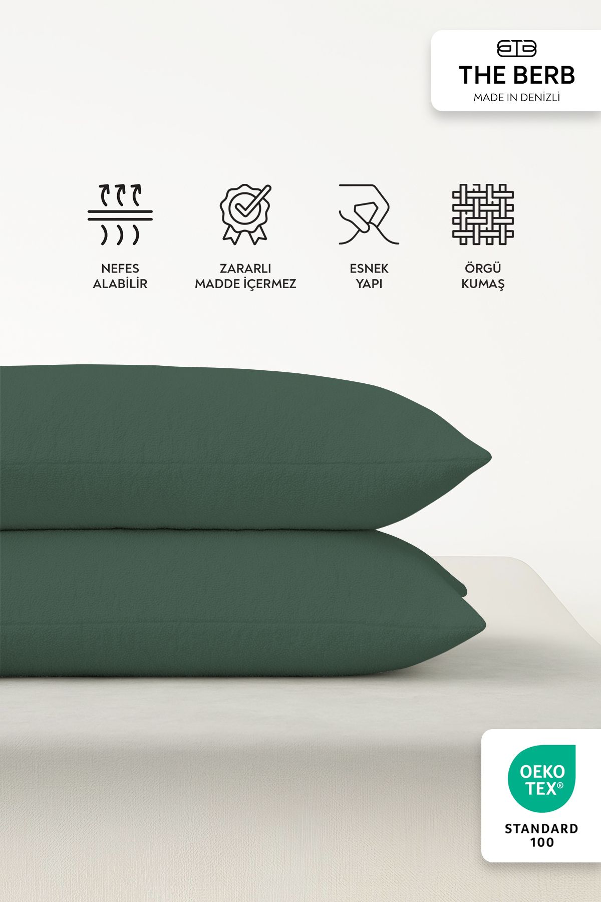 The Berb-Soft Terry Fabric - Set of 2 Towel Textured Pillow Cases 50X70 Zippered 2