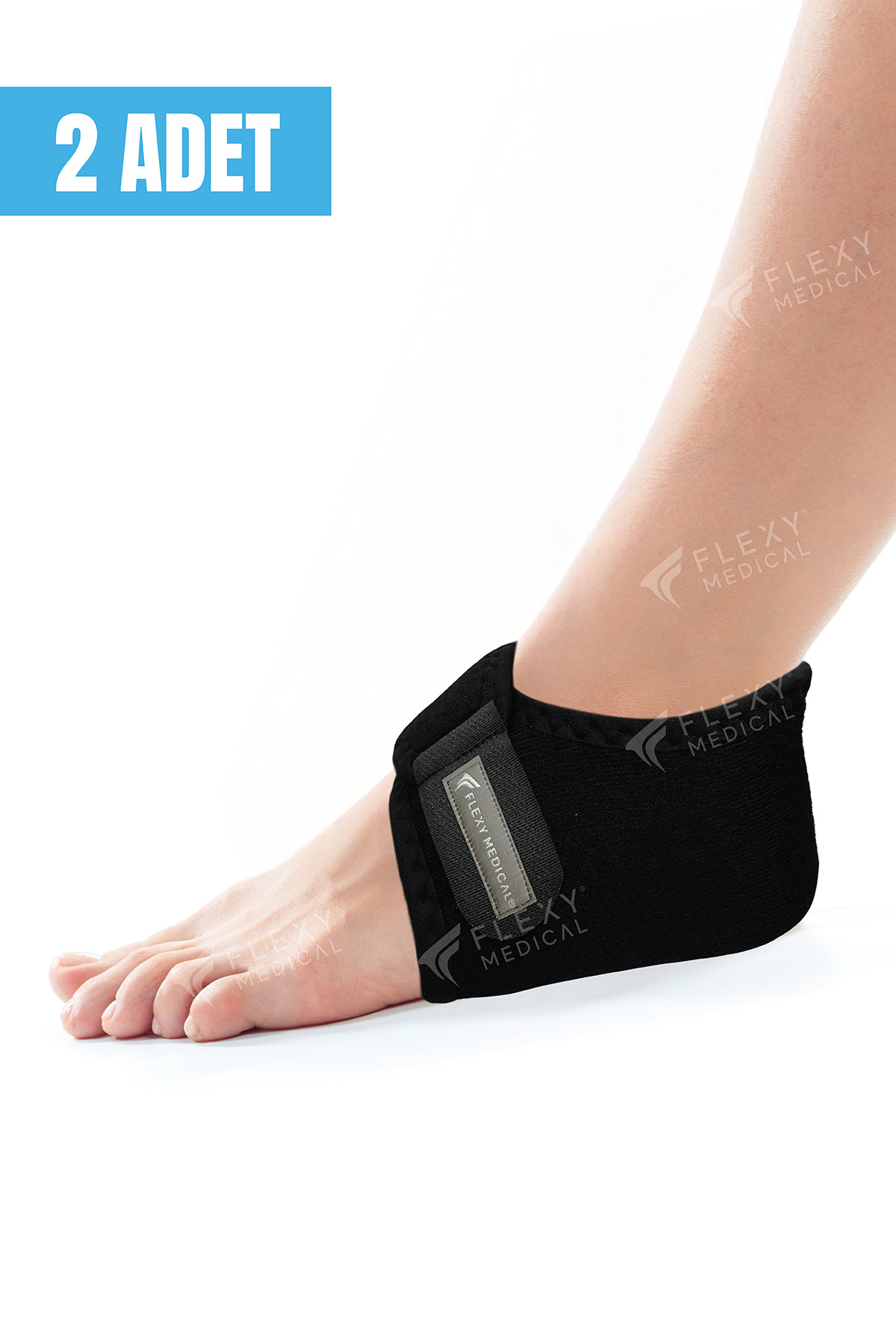 Flexy Medical Topuk Dikeni Plantar Fasiit Destekli Silikon Topuk Çorabı 2 Adet Ayak Ağrısı Önleyici