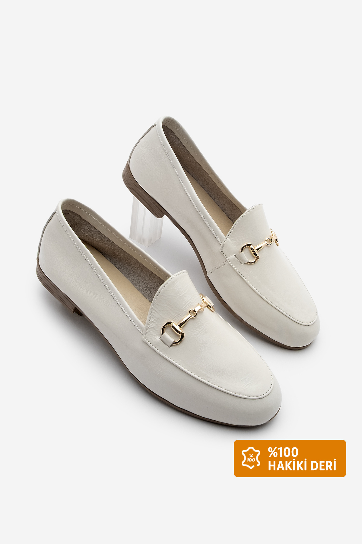 Marjin-Women's Genuine Leather Chain Loafer Casual Shoes Tanle Beige Patent Leather 1