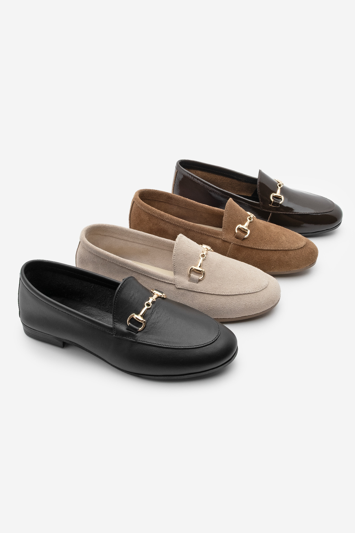 Marjin-Women's Genuine Leather Chain Loafer Casual Shoes Tanle Beige Patent Leather 8