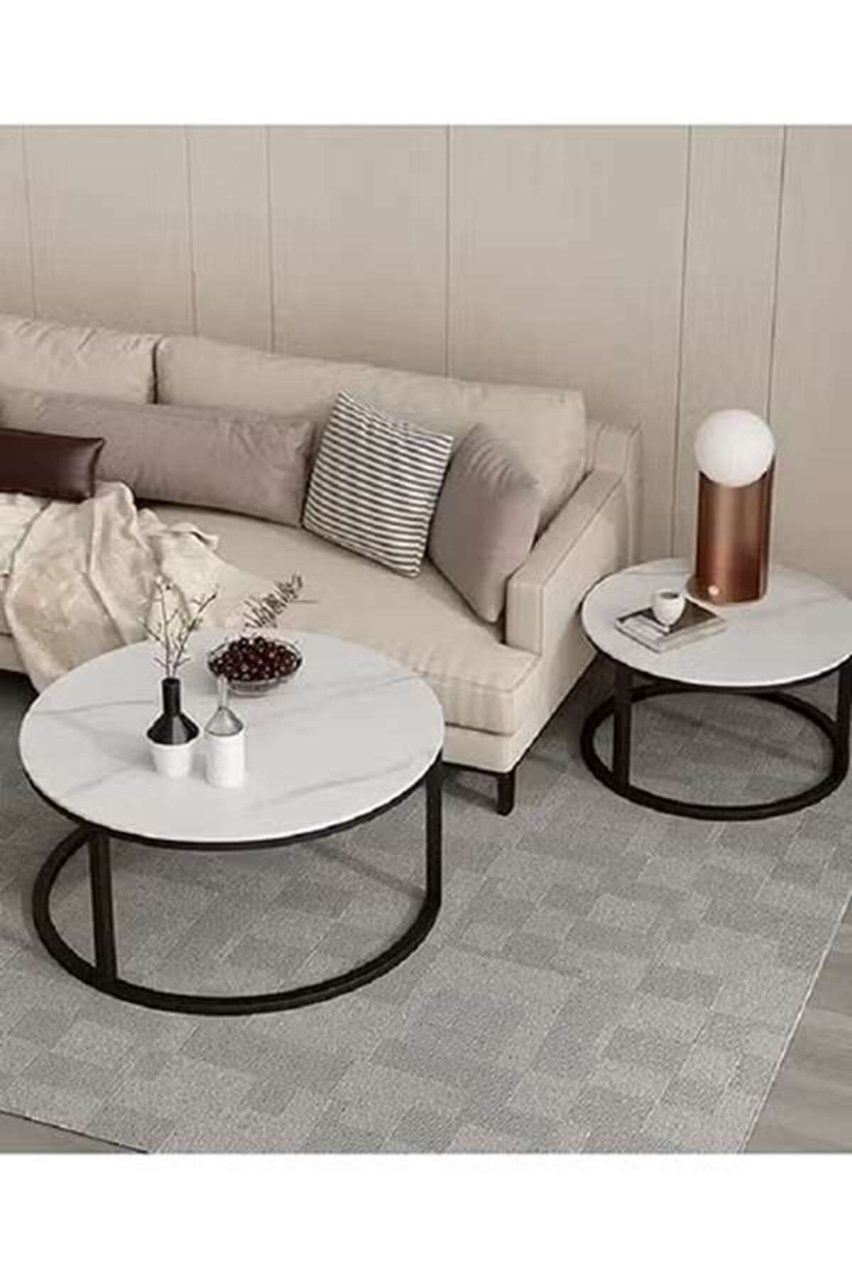 AGD-Modern Nesting Round Coffee Table Set of 2 Pieces 3