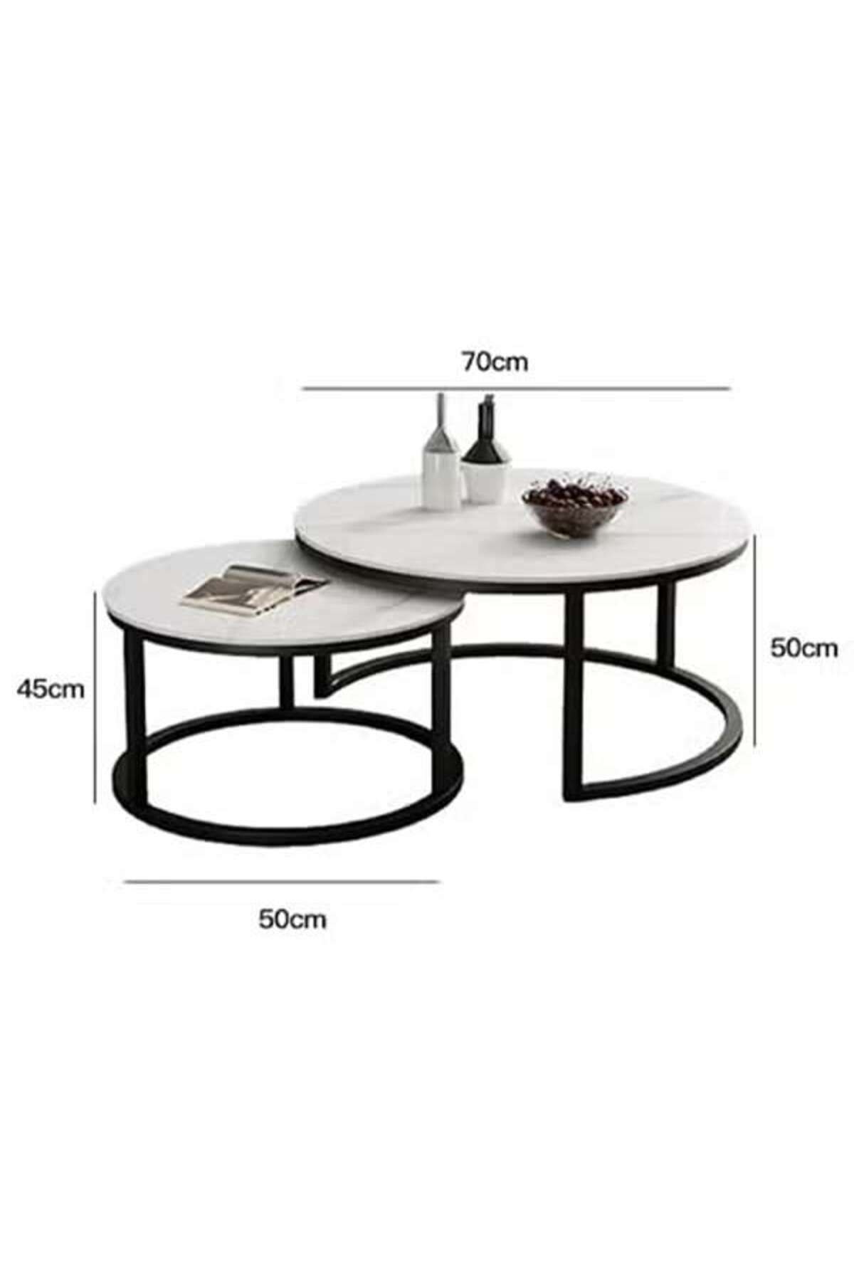 AGD-Modern Nesting Round Coffee Table Set of 2 Pieces 1