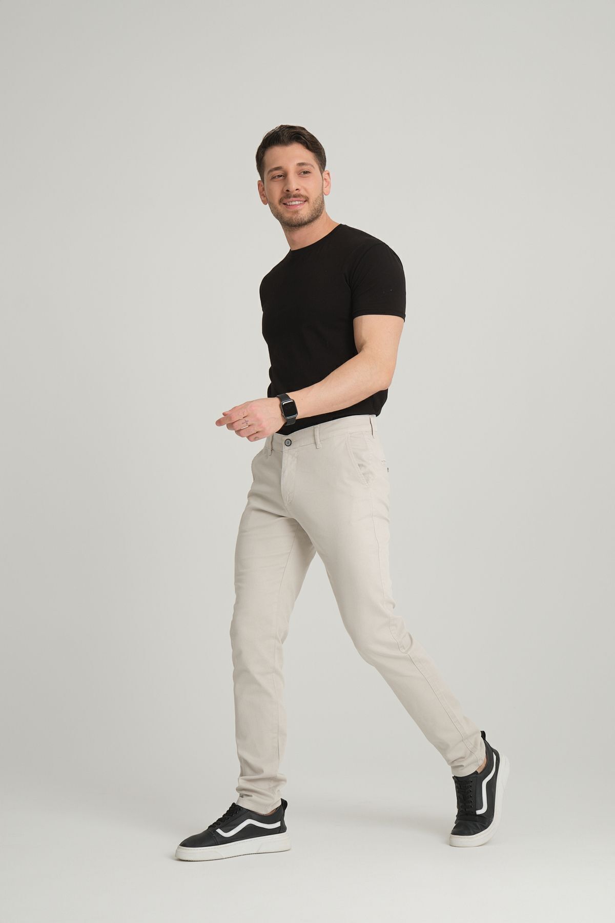 inpool Erkek, pamuklu, esnek, büyük beden, old money culture, chino-kanvas, pantolon 24INP275 görsel 3