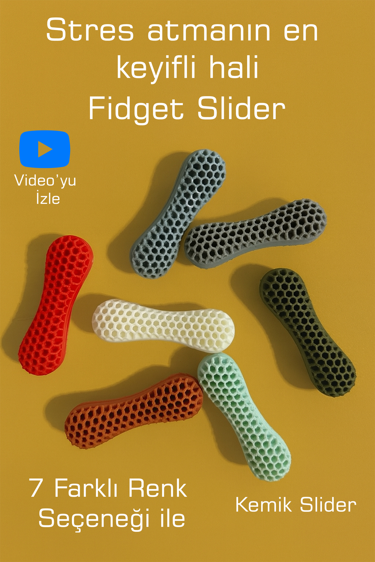 Alfa Tshirt Mıknatıslı Kemik Stres Oyuncağı (Beyaz) – Magnetik Fidget Slider