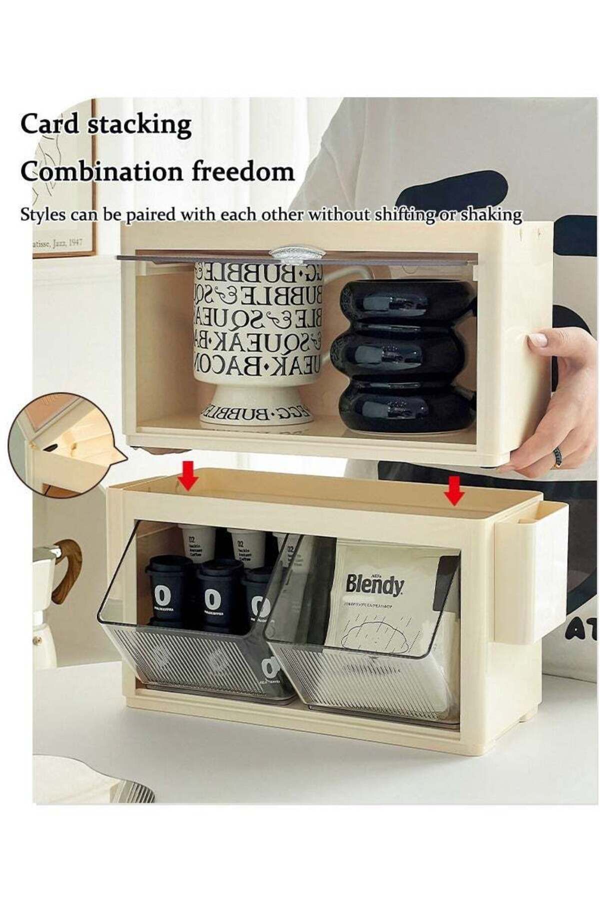 COOYA-Modern Style Tea Bag Box for Countertop, Stackable Design,Lightweight , Sturdy,for Office, Pantry 6