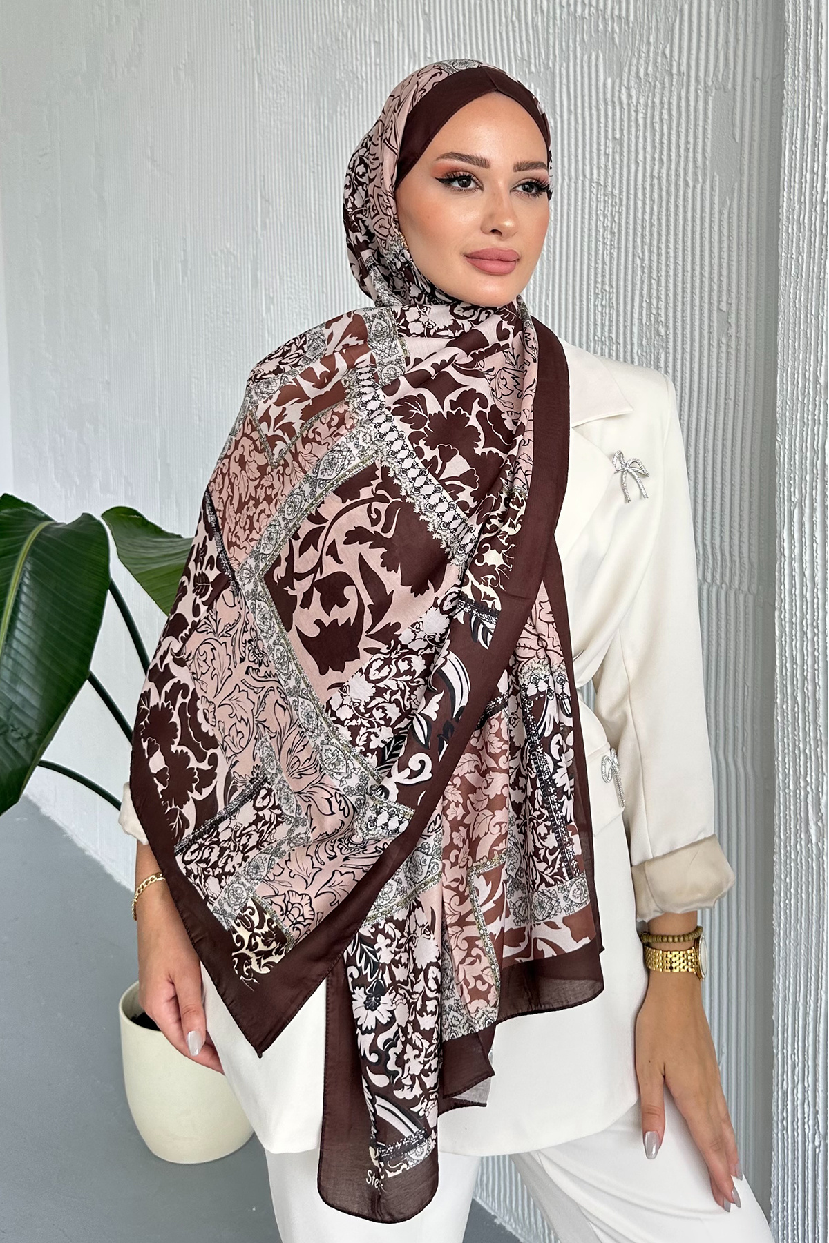 Stella Eşarp-Patch Ethnic Patterned Colorful Soft Cotton Shawl 5