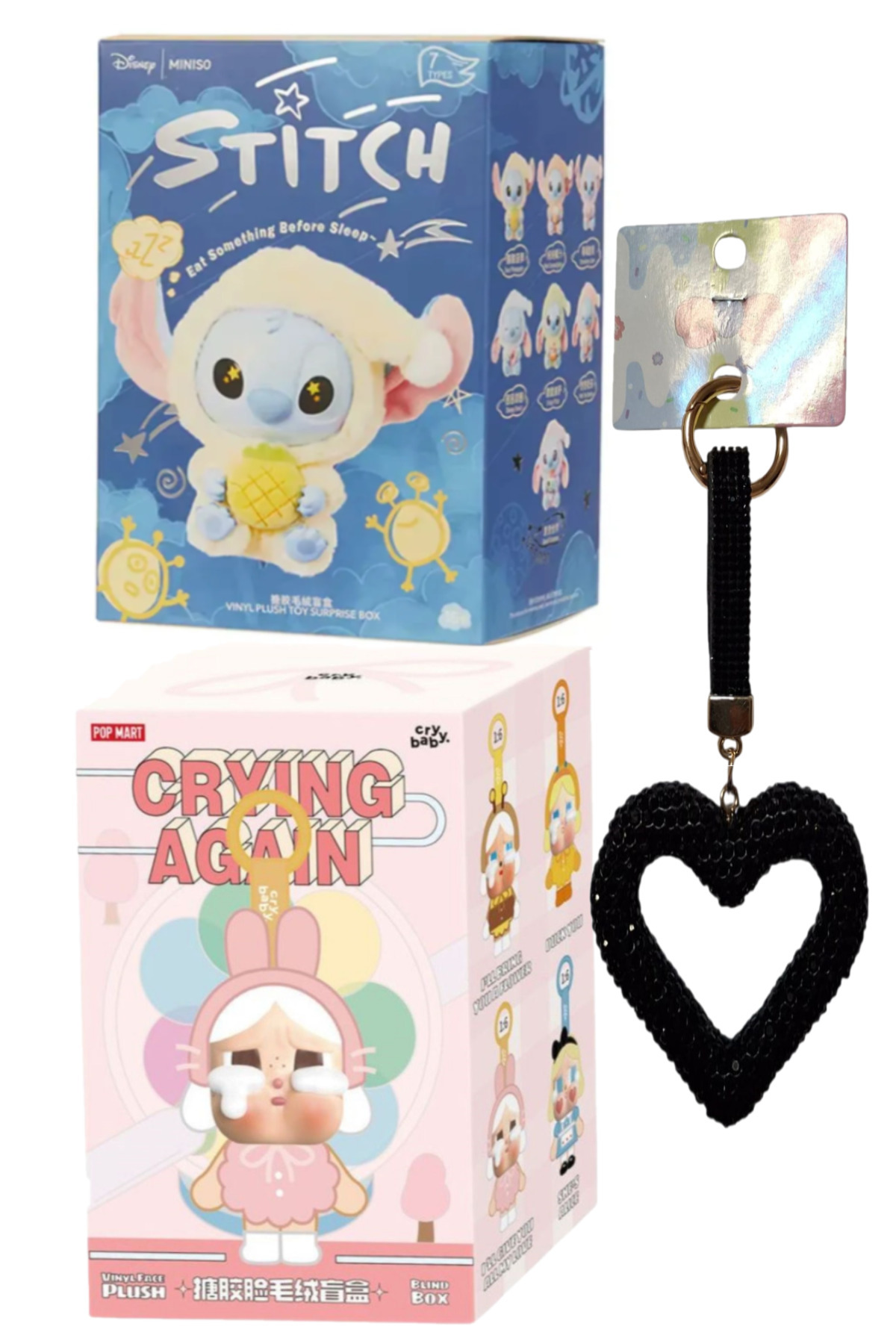 Pofika Stitch Koala Labubu + Crying Again Cry Baby Labubu +Kalp