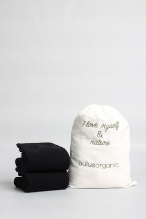 Buluş Organic 2'li Siyah Organik Koyun Yünü Düz Kadın Soket Çorap
