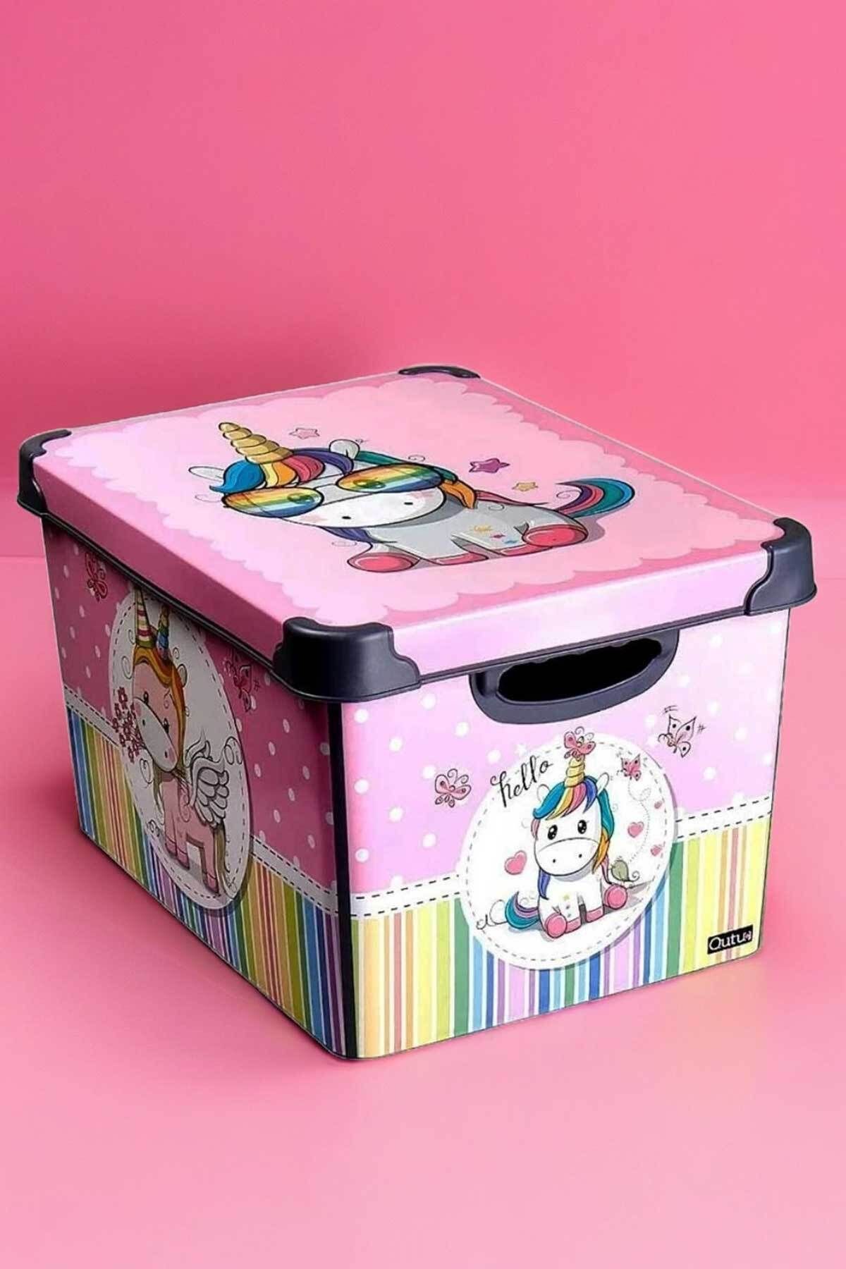 QUTU-Style Box Retro Unicorn Patterned 20 L Decorative Toy and Storage Box 1