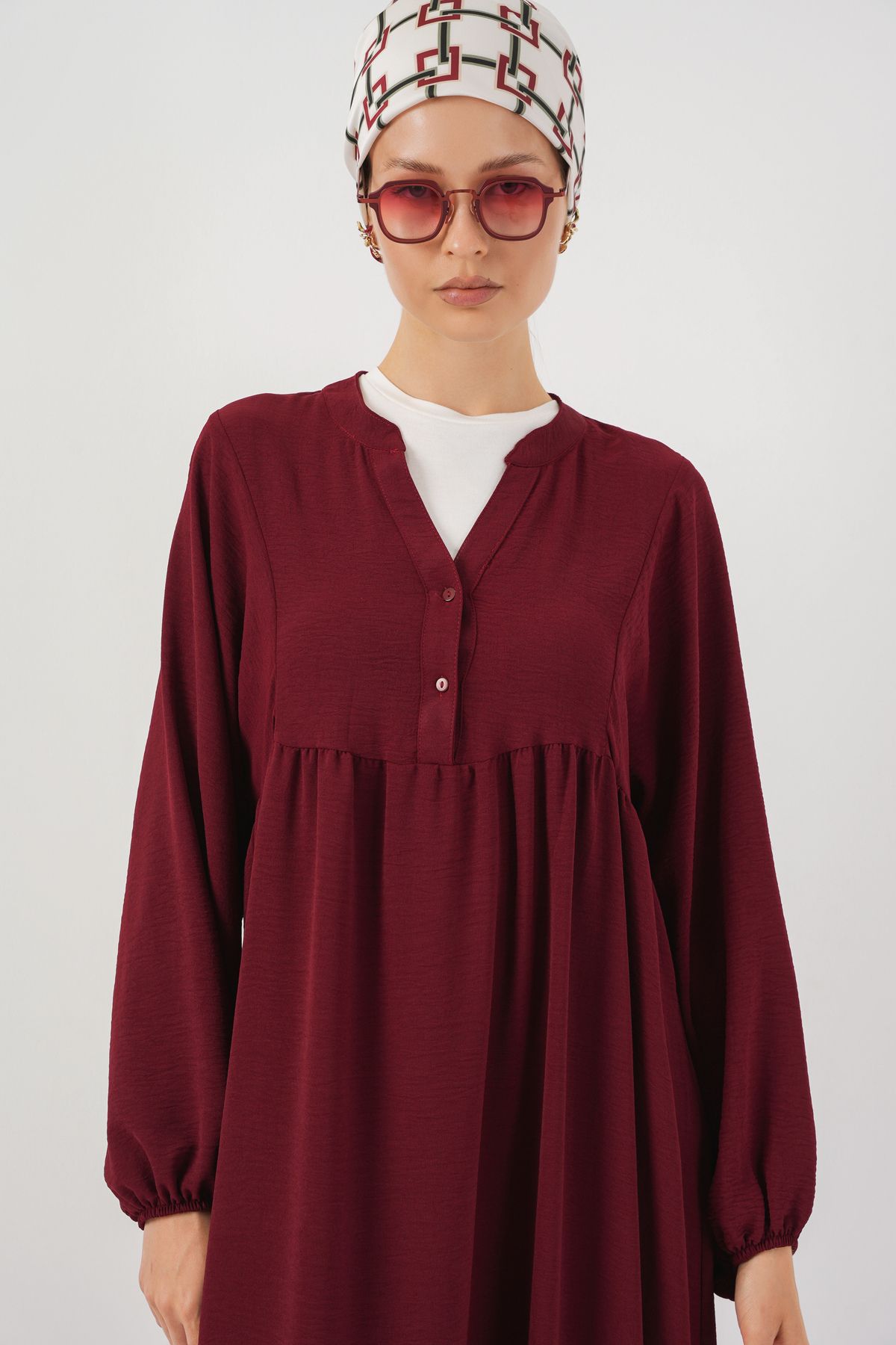 Bigdart-Rochie lungă de damă Hijab 2525 - Roșu Claret 2