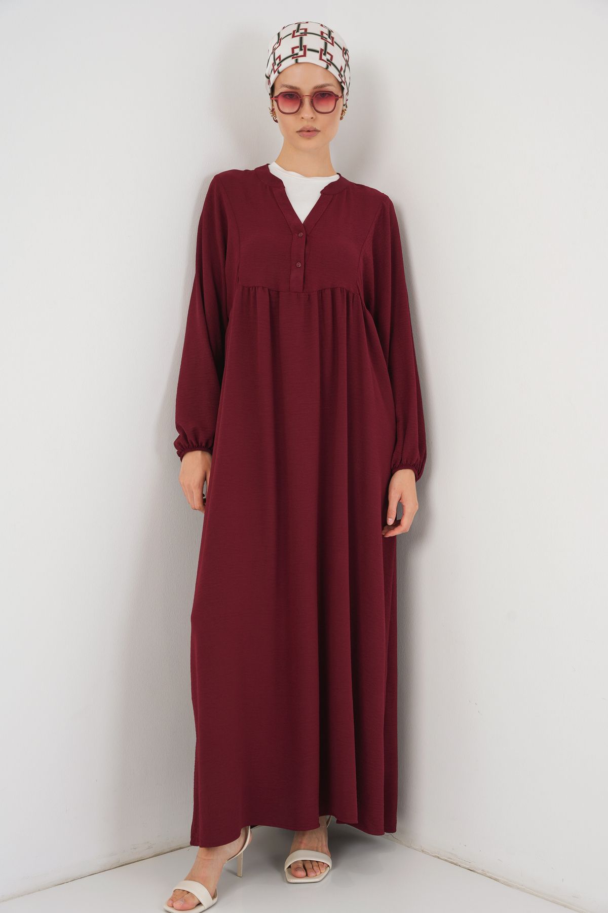 Bigdart-Rochie lungă de damă Hijab 2525 - Roșu Claret 4