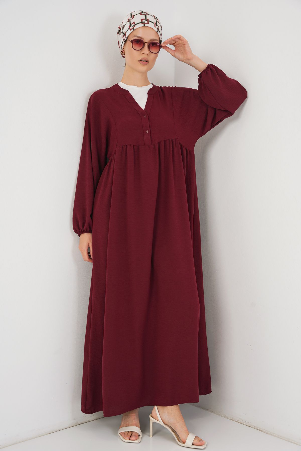 Bigdart-Rochie lungă de damă Hijab 2525 - Roșu Claret 1