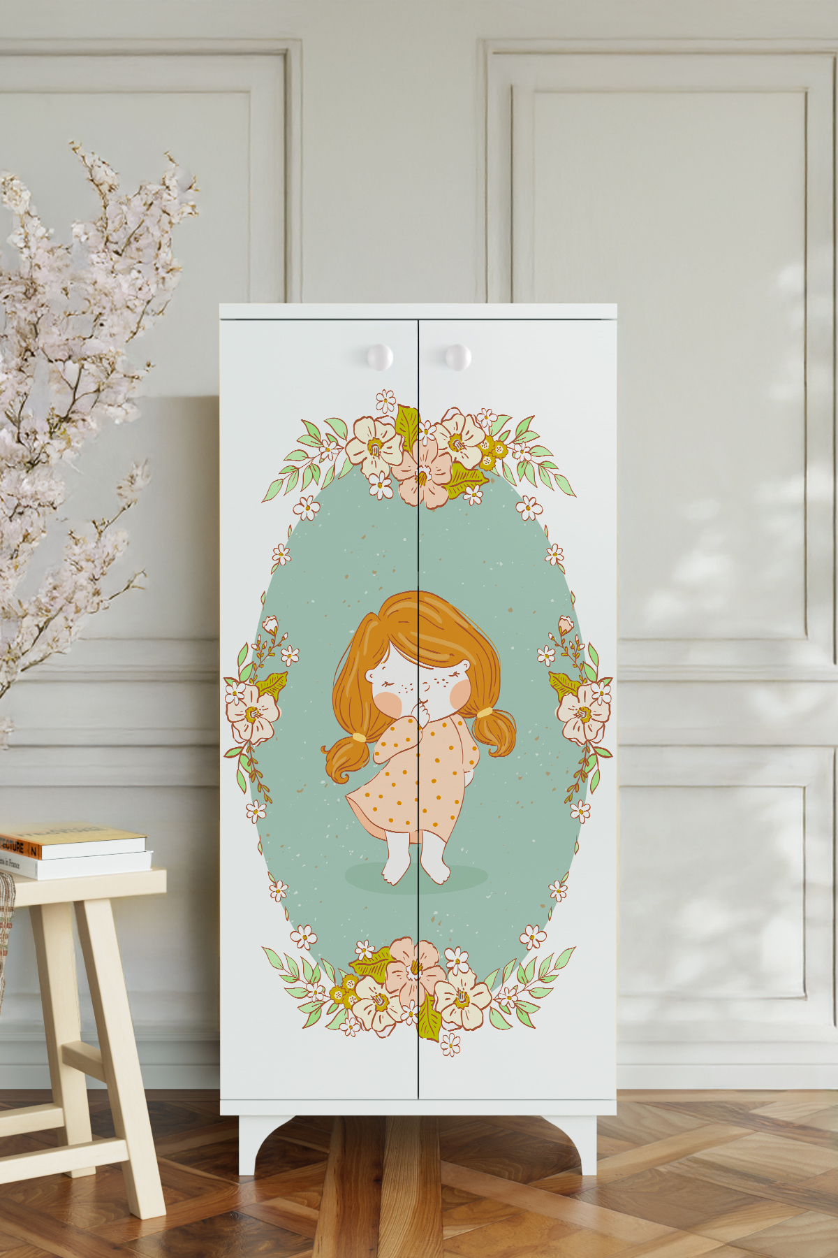 hediye kapında Adorable 3 Raflı Çocuk Odası Oyuncak Dolabı Çok Amaçlı Baskılı Dolap-beyaz fotoğrafı 3 (önizleme)