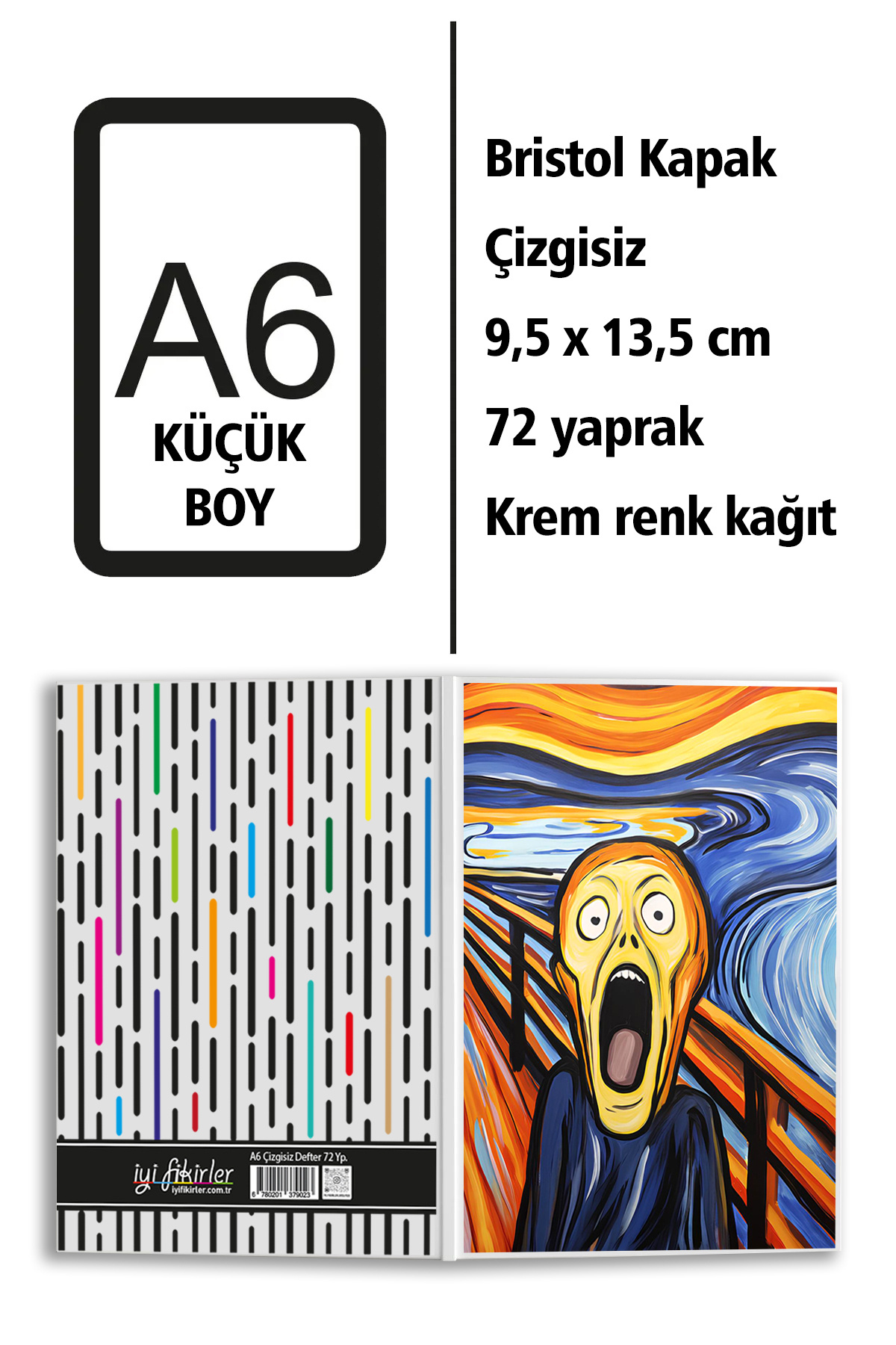 Hamiki-Munch Scream Printed A6 Small Size Unlined Notebook 1