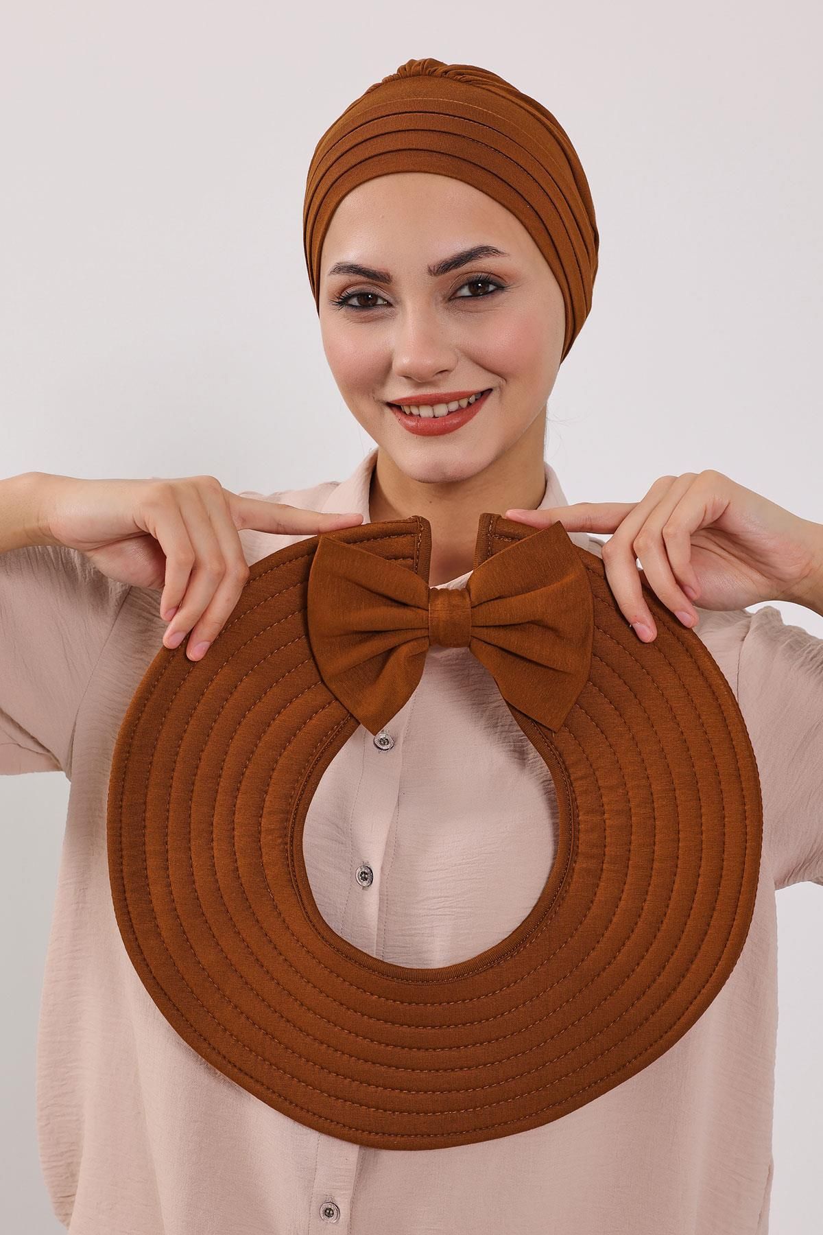 Aisha's Design-Removable Combed Bonnet Turban with Bow Knot on the Back, S-4 3