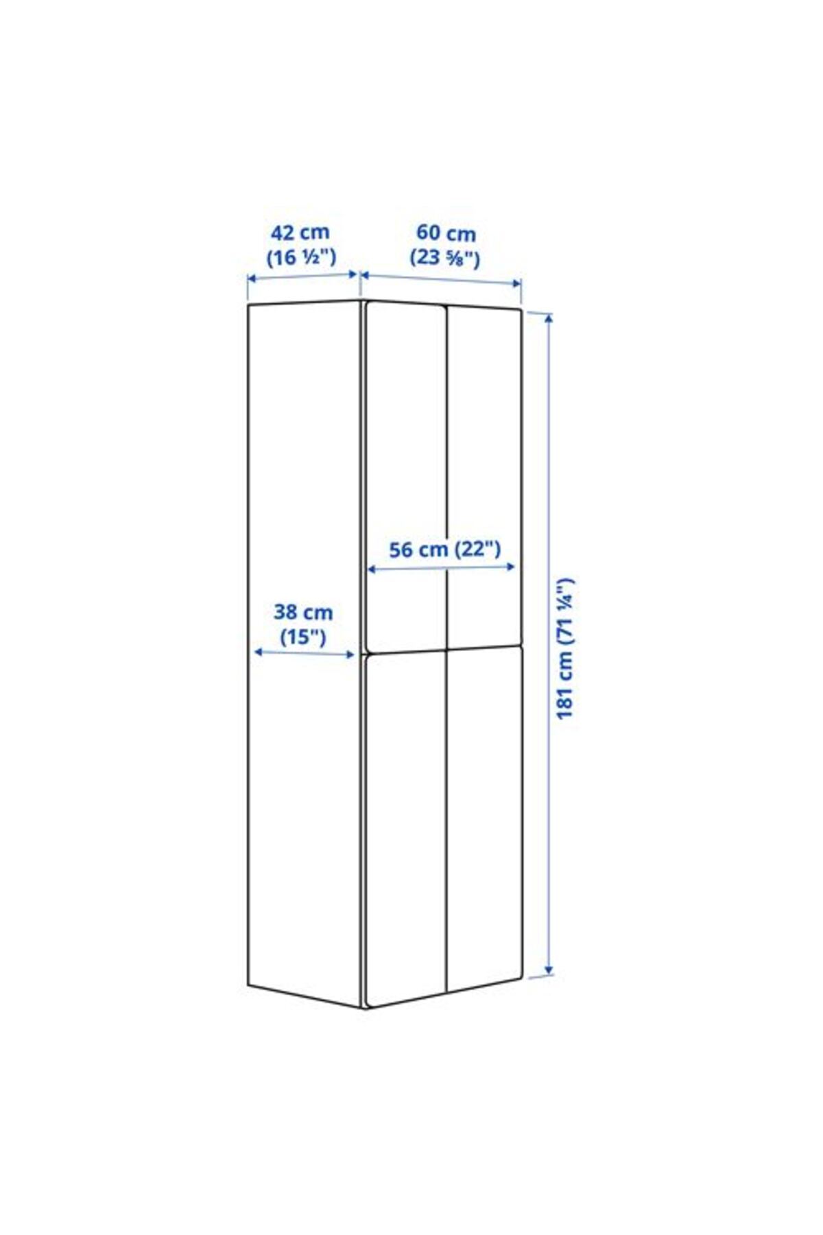 IKEA PLATSA/SMASTAD, çocuk gardırobu, beyaz-huş, 60x42x181 cm fotoğrafı 7 (önizleme)