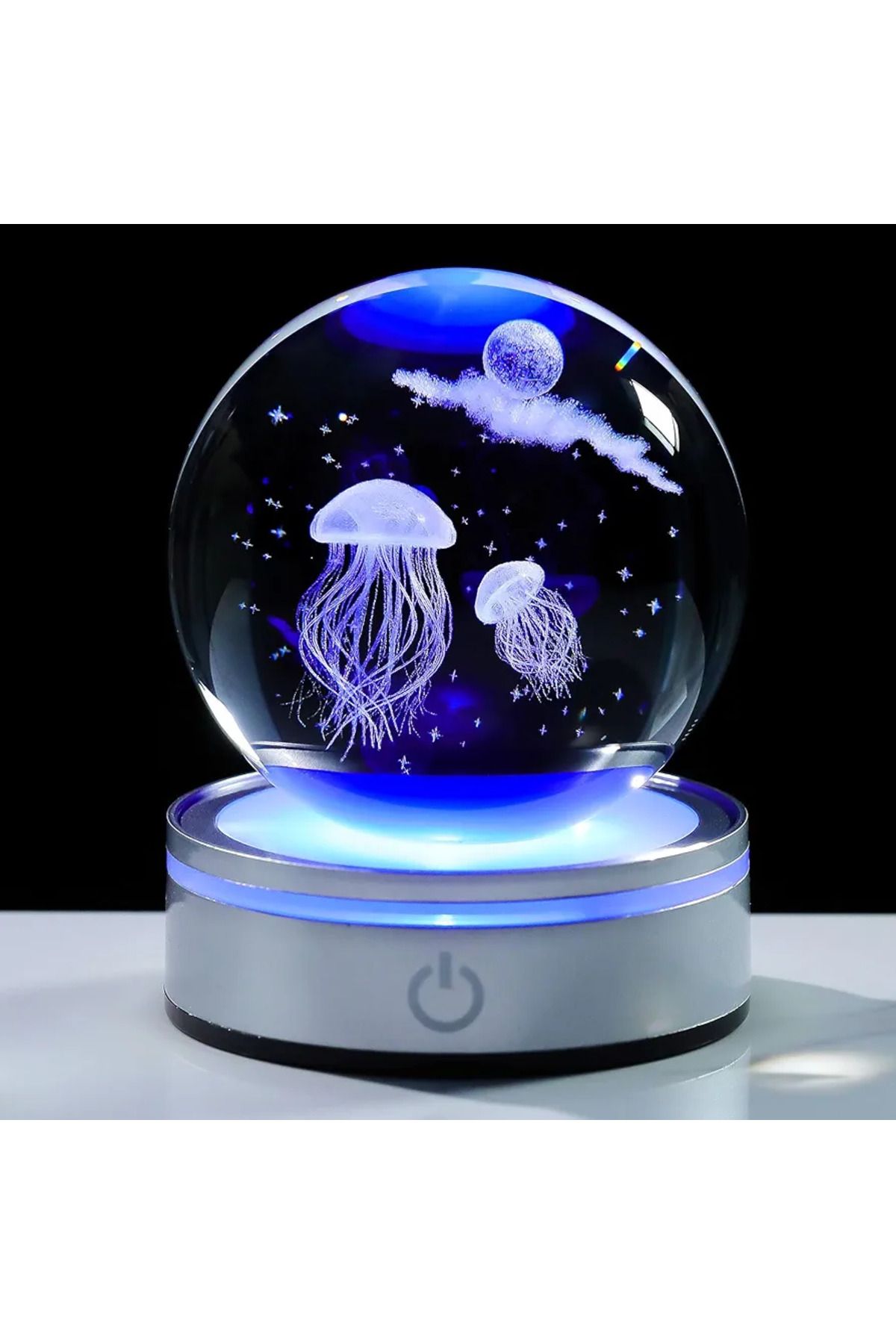Wolawood-New Model Colorful Power 3D Crystal Glass Snow Globe Set with USB with Led Light Rotatable Around Its Own 6