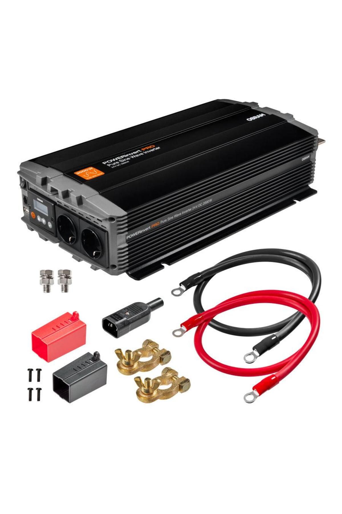 Osram-Pure Sine Wave Car Inverter OEINVPB20, 24V DC, 2000W, with 2 230V sockets and 1 2.1A USB port 2