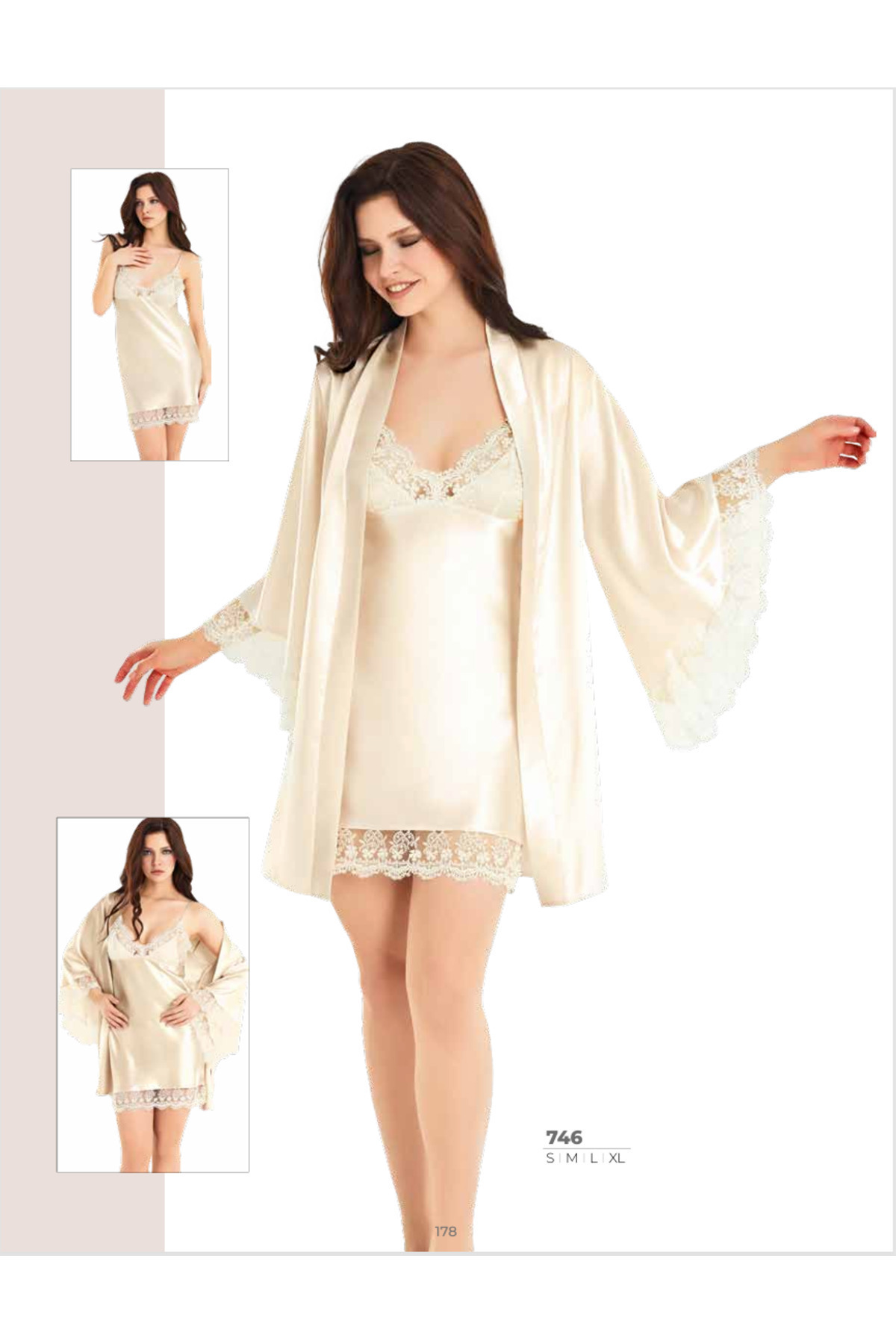 Genel Markalar İç Giyim MOONGİRL Saten Kısa İkili Gecelik Takım