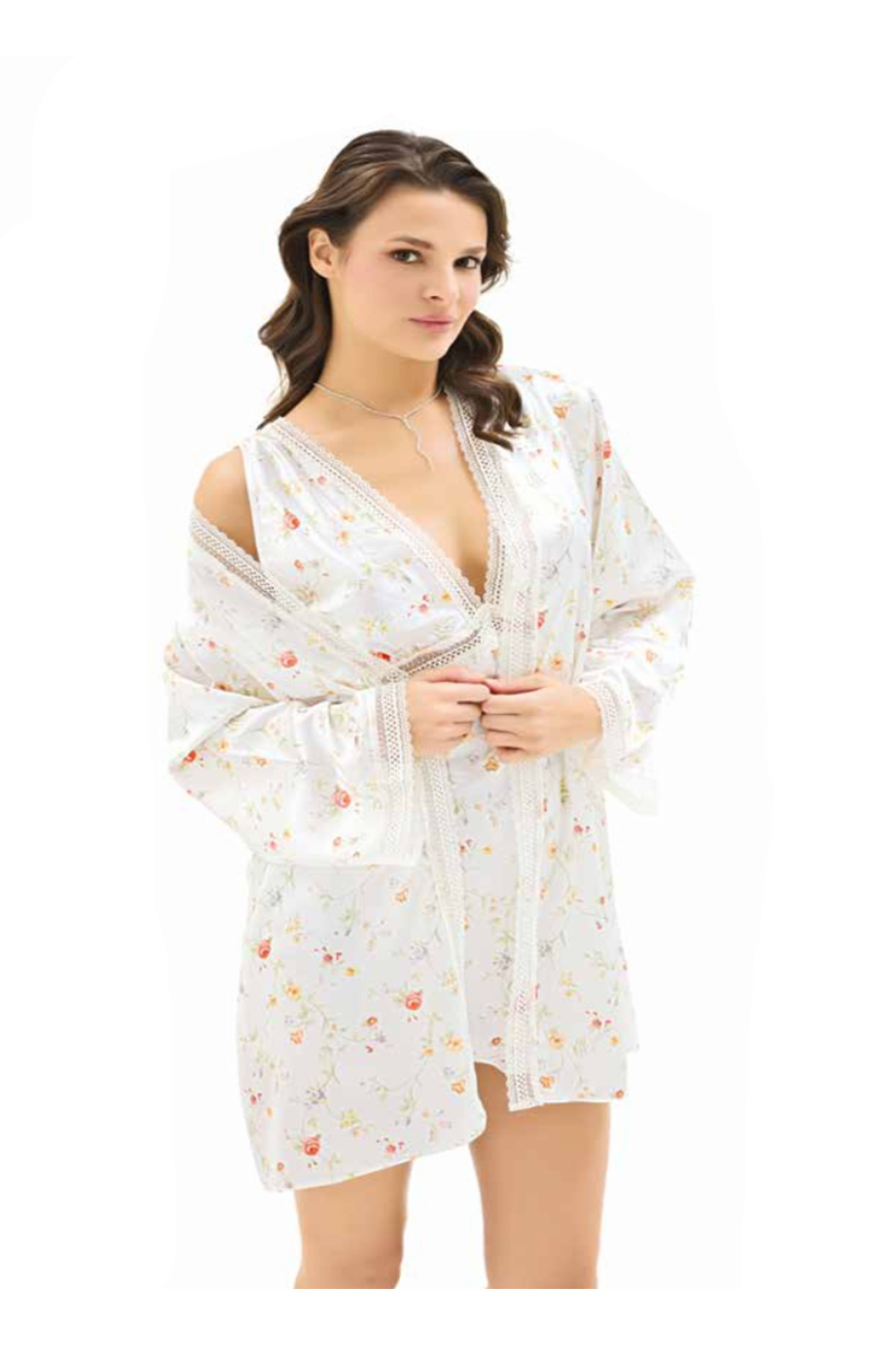 Genel Markalar İç Giyim MOONGİRL Saten Kısa İkili Gecelik Takım