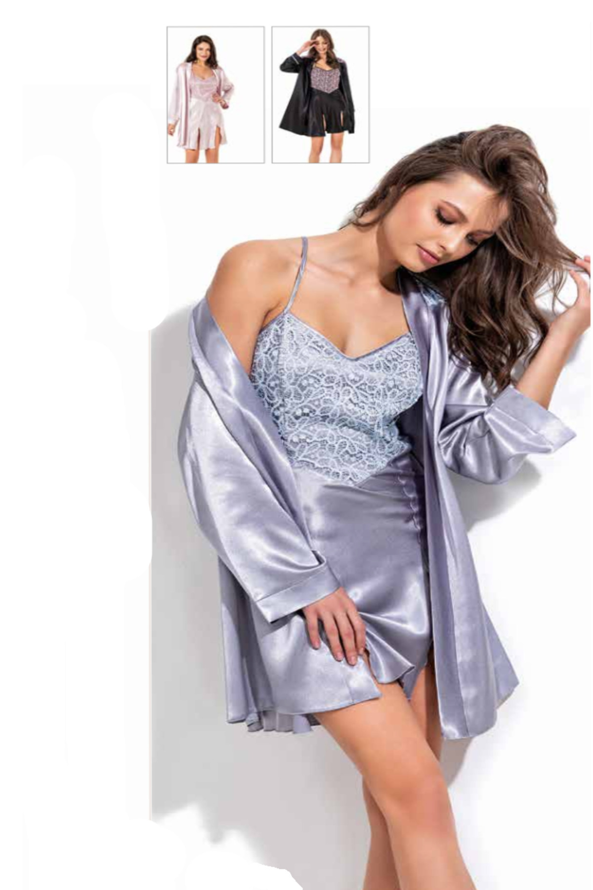 Genel Markalar İç Giyim MOONGİRL Saten Kısa İkili Gecelik Takım